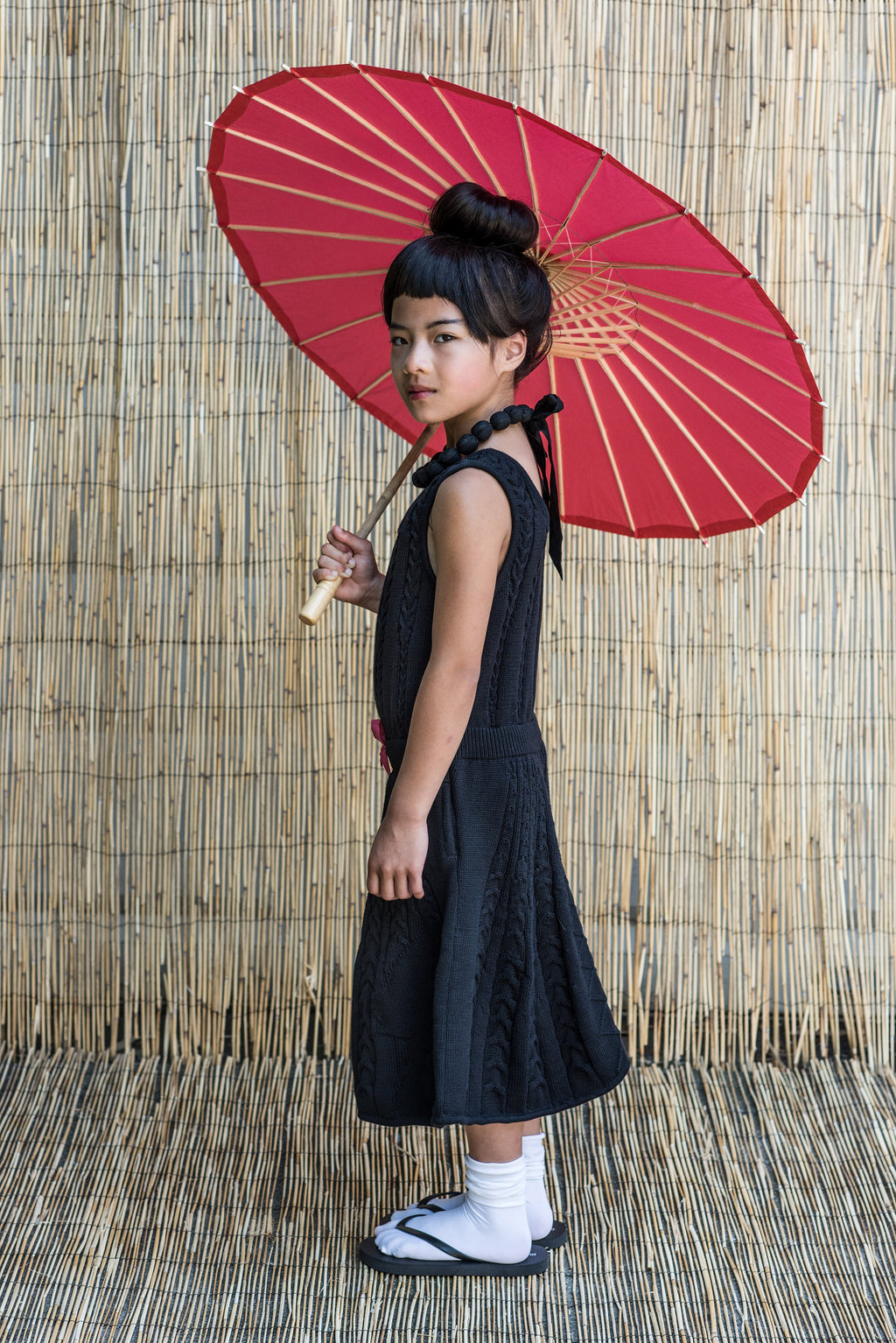 Black Cable Knit Dress for Girls