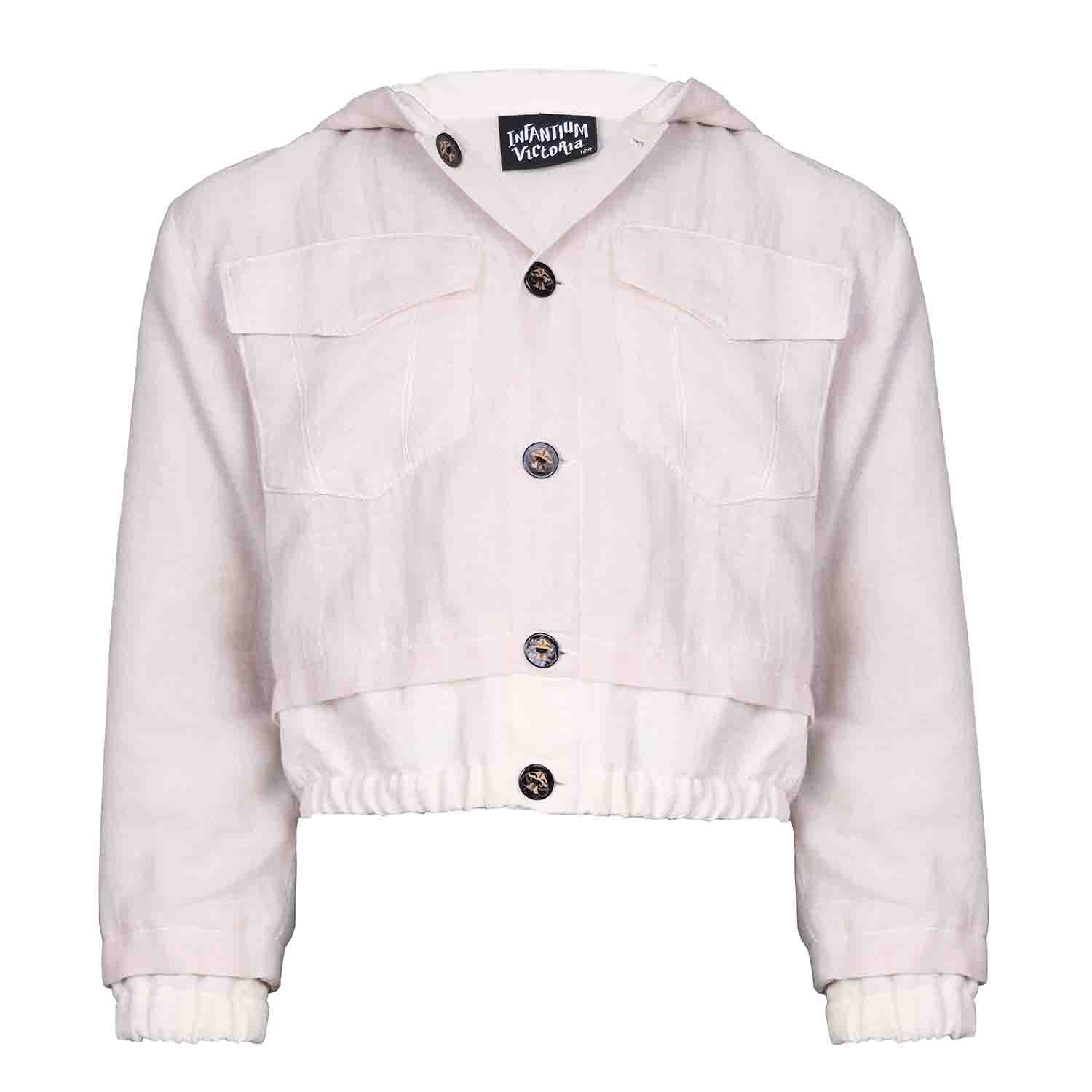 Boys and Girls Hooded Off White Jacket