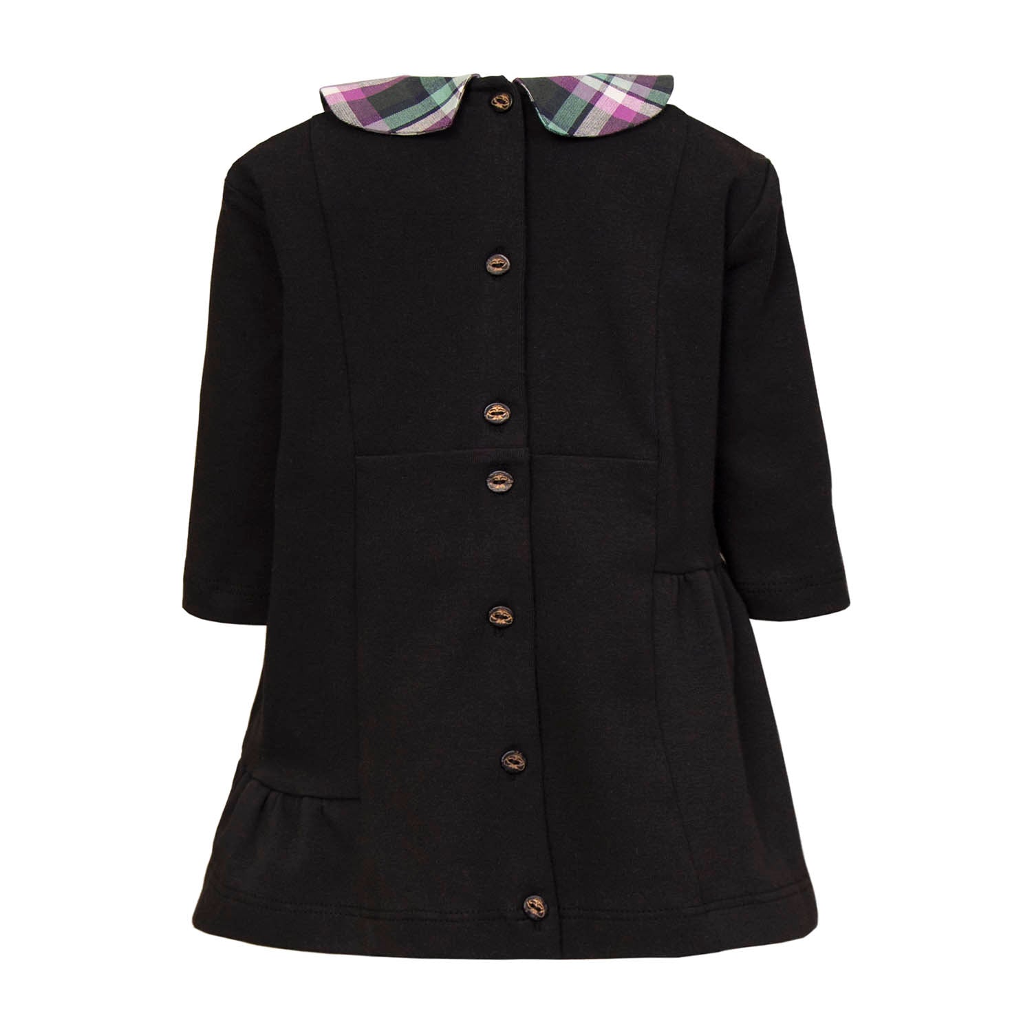 Black Baby Dress with Tartan Detail