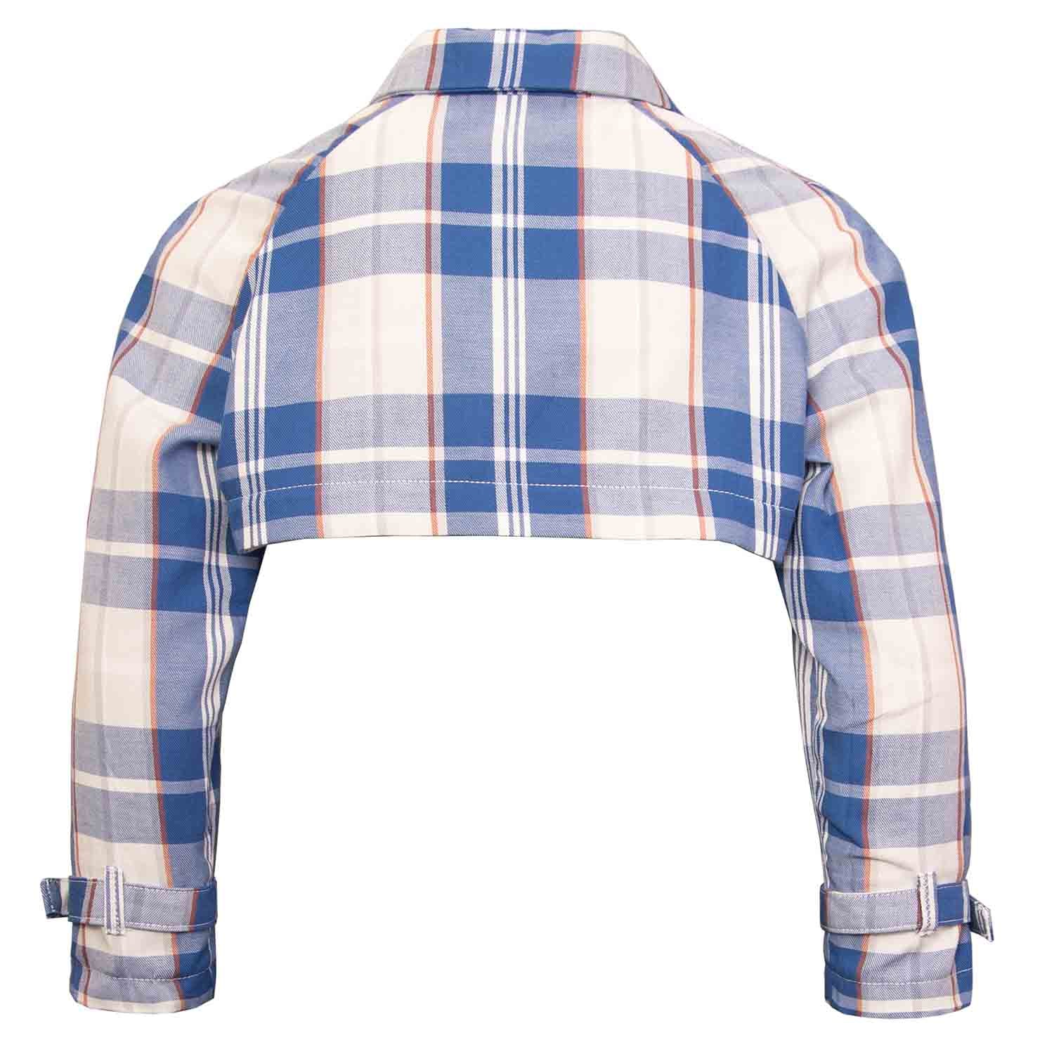 Kids Bolero Jacket in Blue & White Tartan