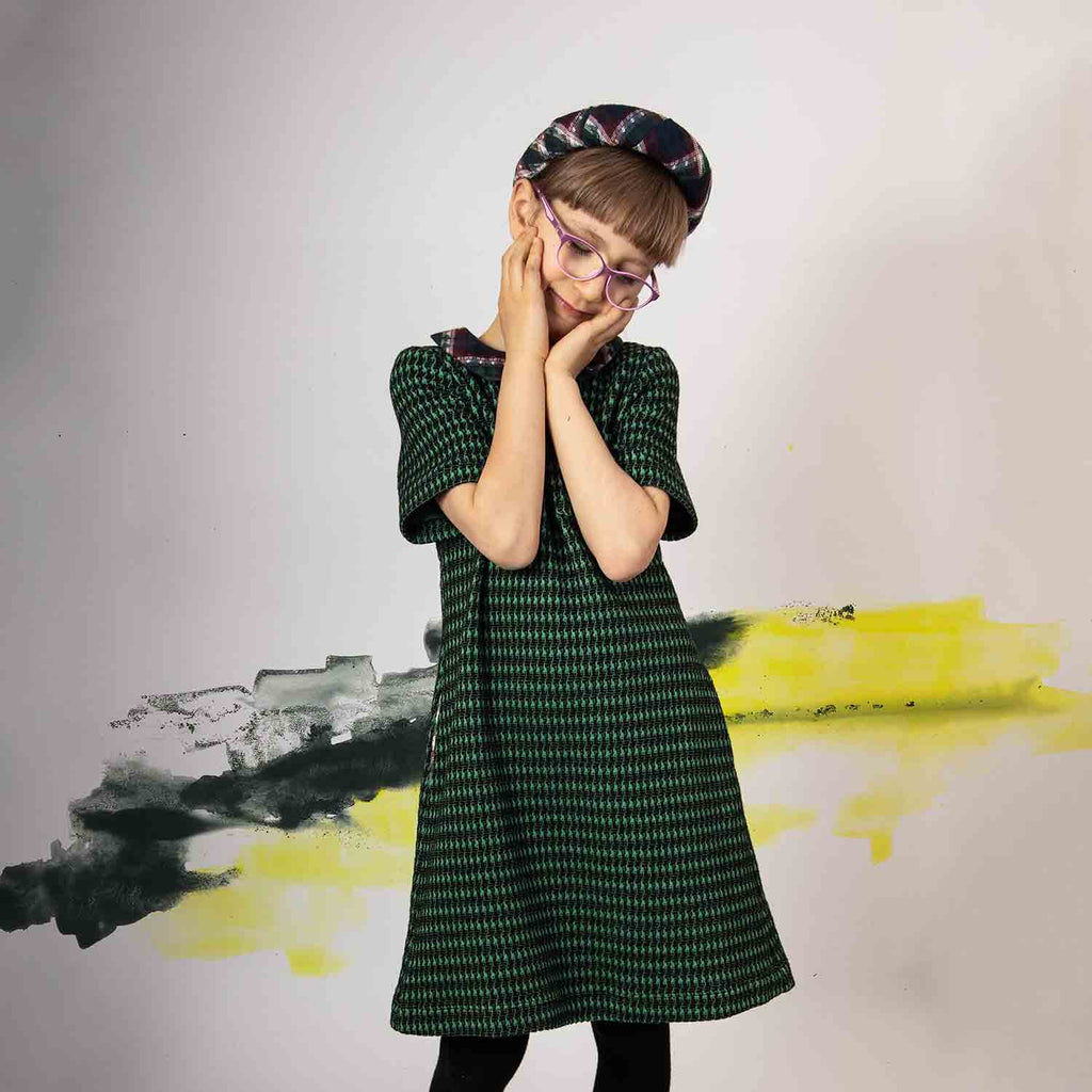 Kids Green pied de poule A-line Dress