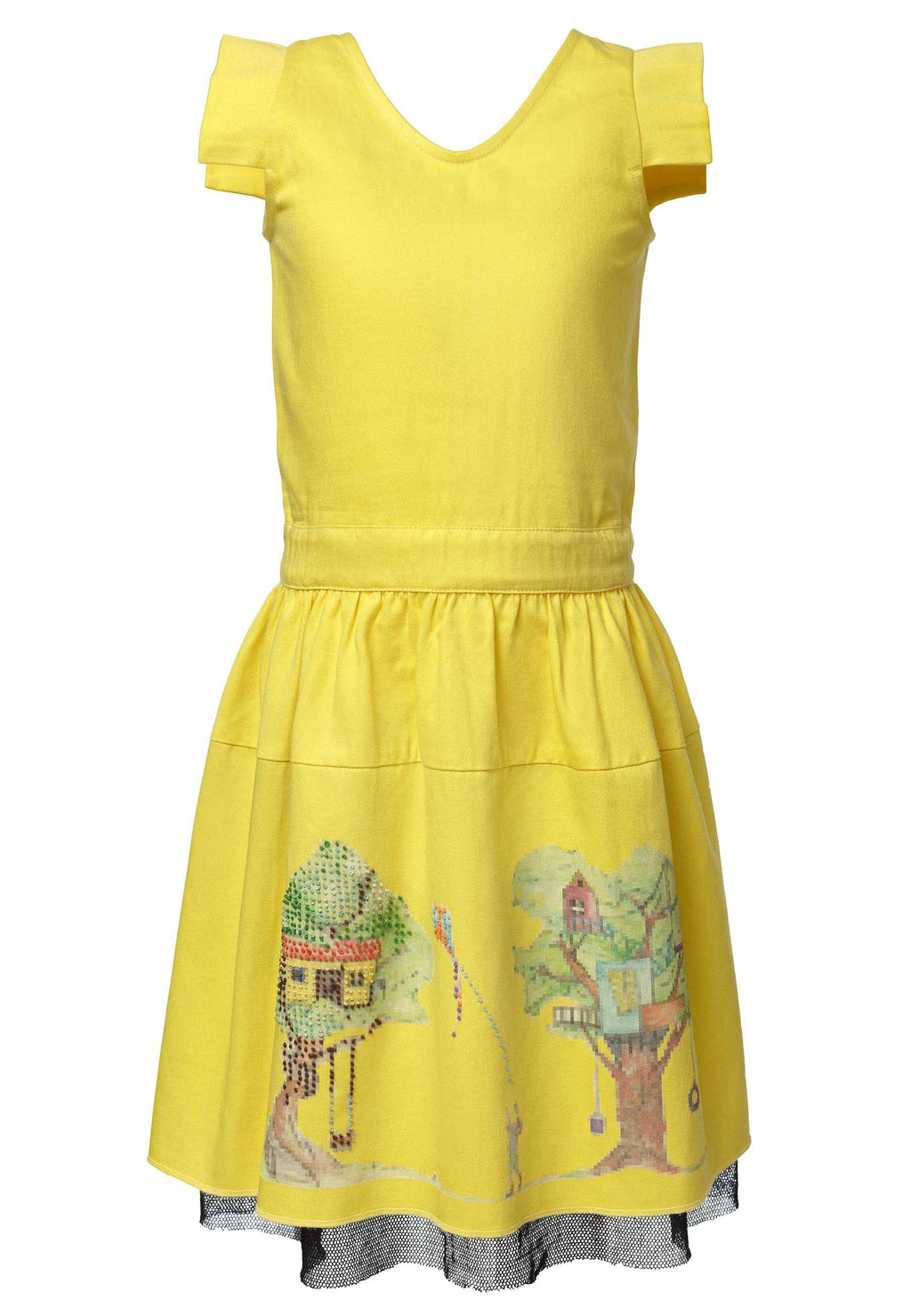 Yellow Embroidered Dress for Girls