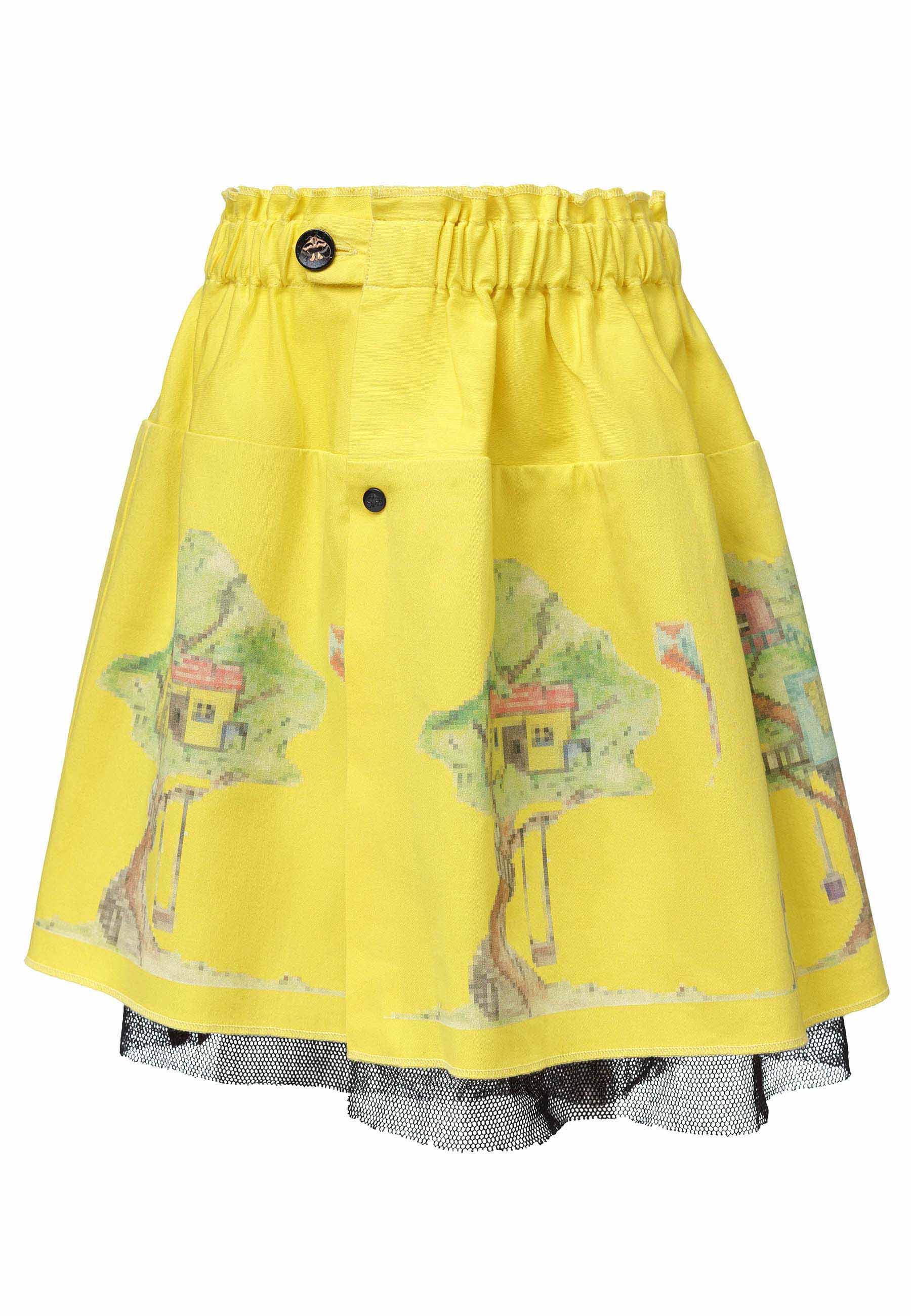 Yellow Skirt with Treehouse Print