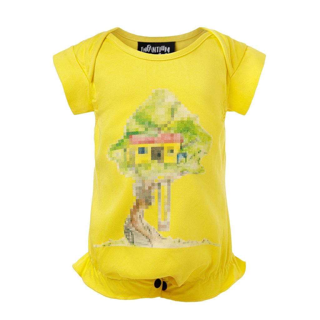Yellow Romper with Treehouse Print