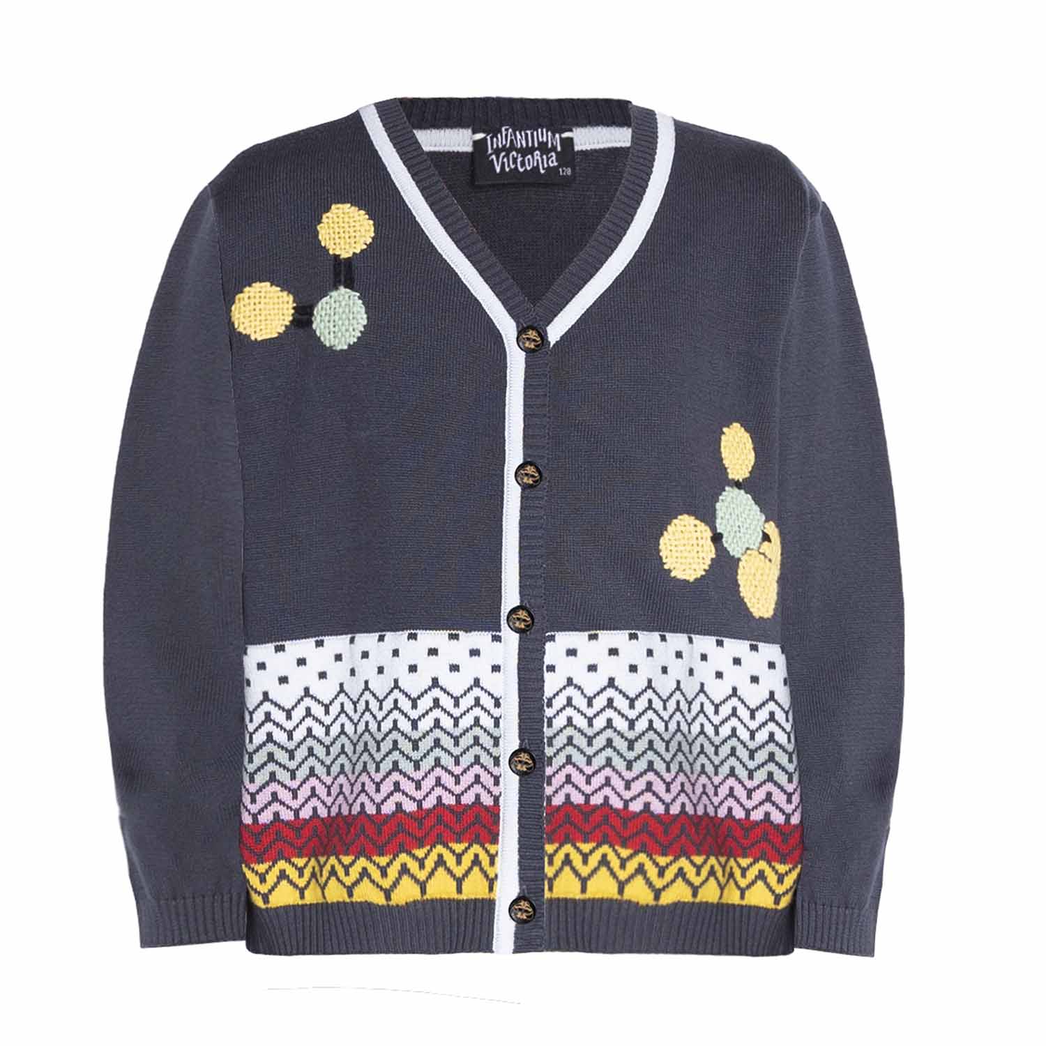 Grey Boys and Girls Cardigan with Hand Embroidery