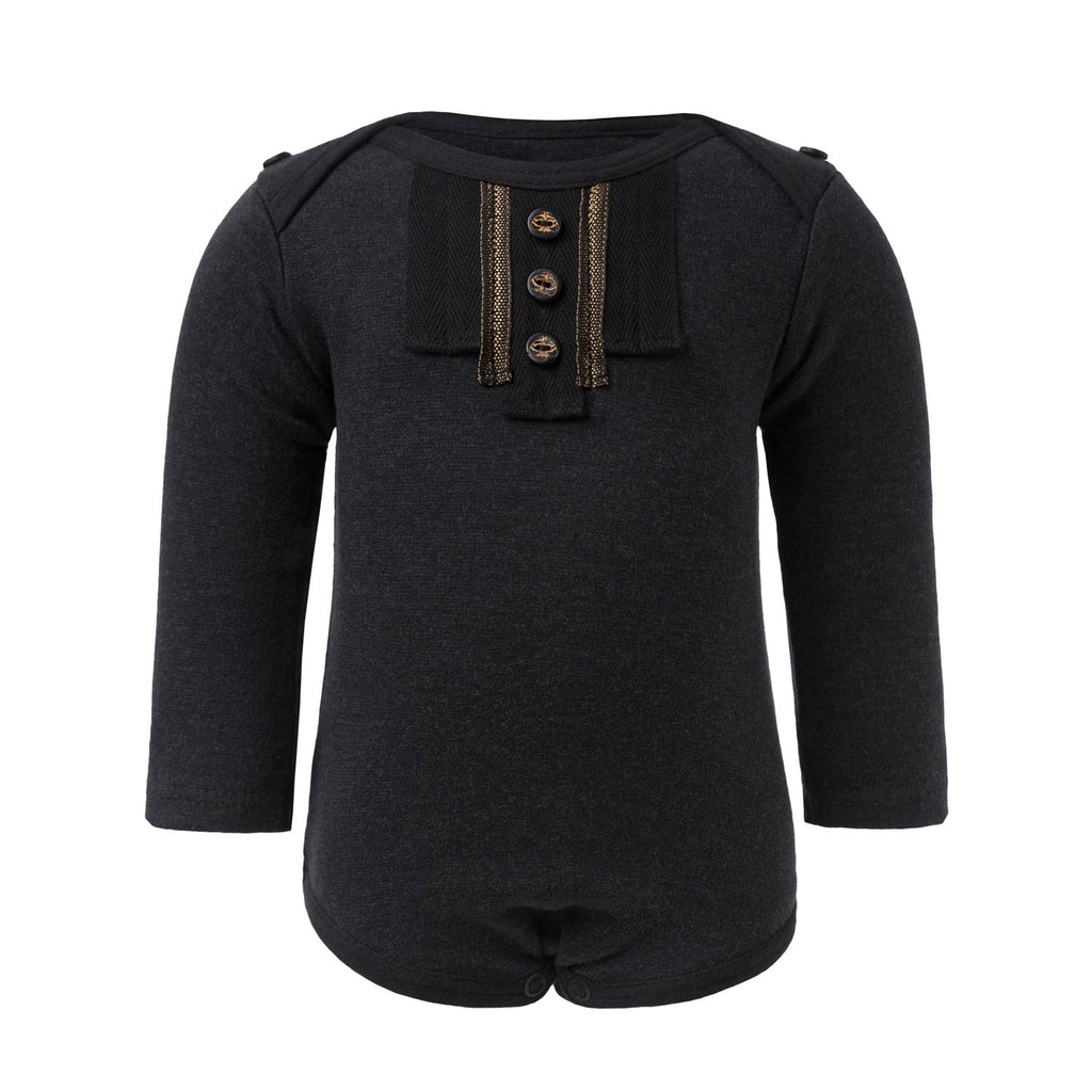 Black Onesie with Golden Trim