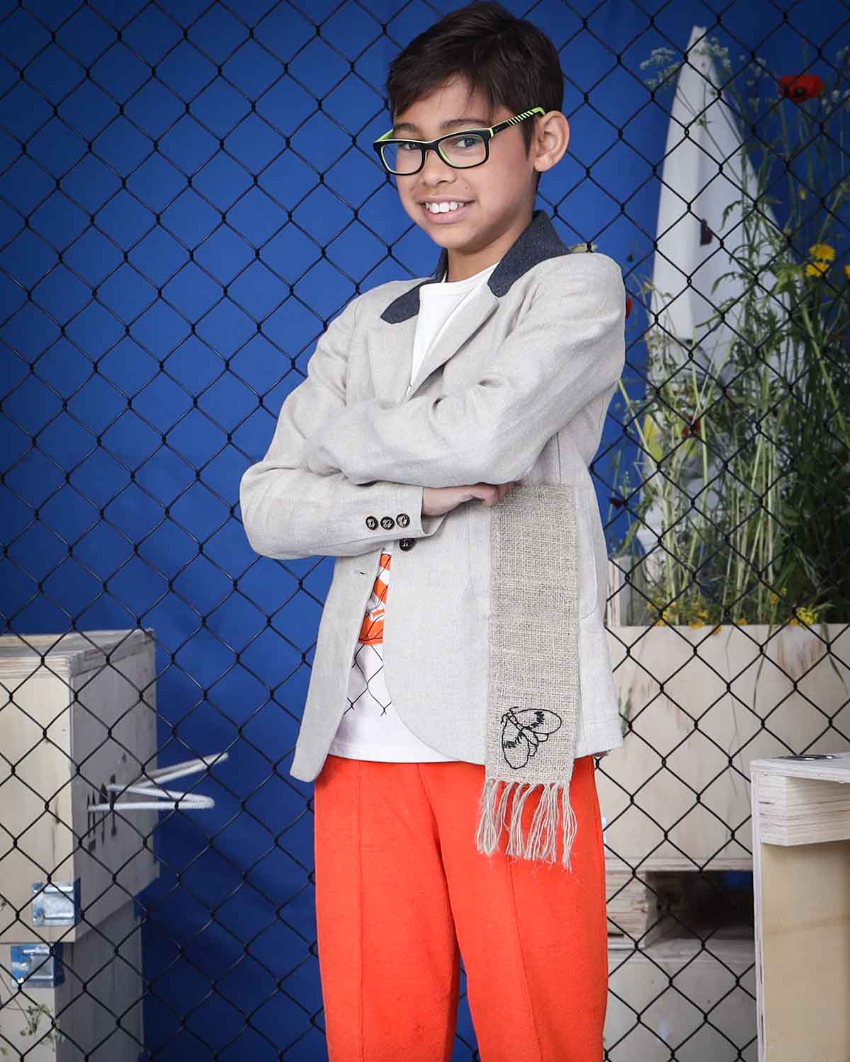 Kids' Linen Jacket with Hemp Sash