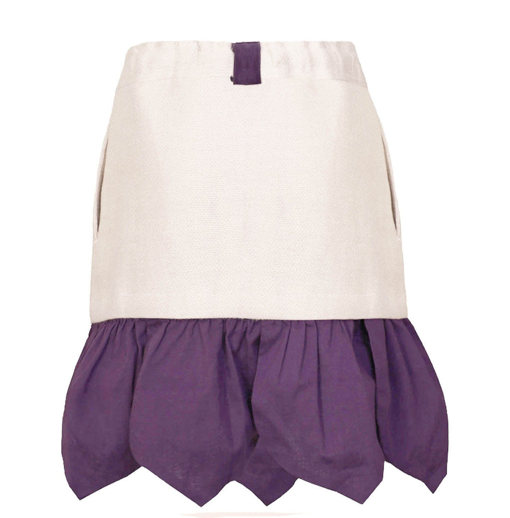 Girls Beige Mini Skirt with Purple Flower Petals