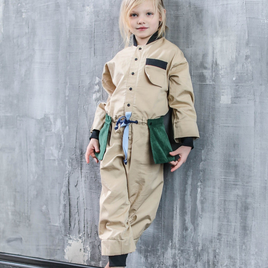 Beige Cotton Kids Overall