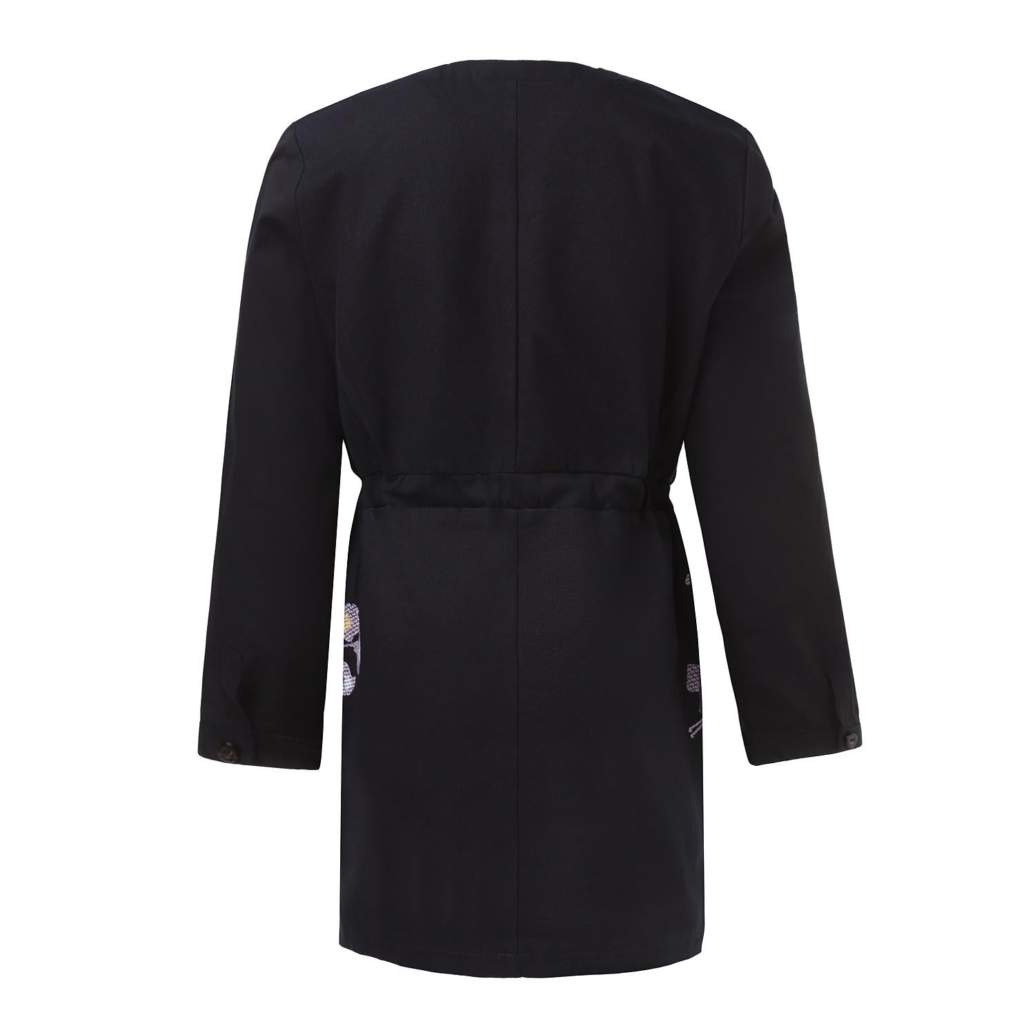 Little Black Dress with Floral Embroidery