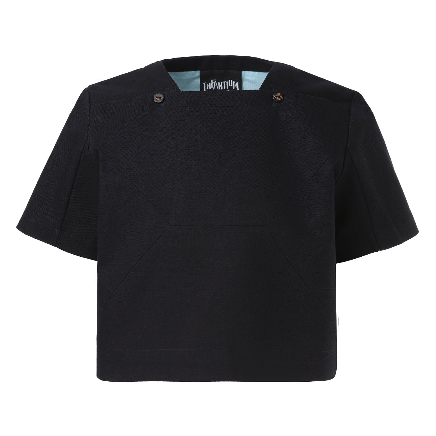 Black Crop Top with Floral Embroidery
