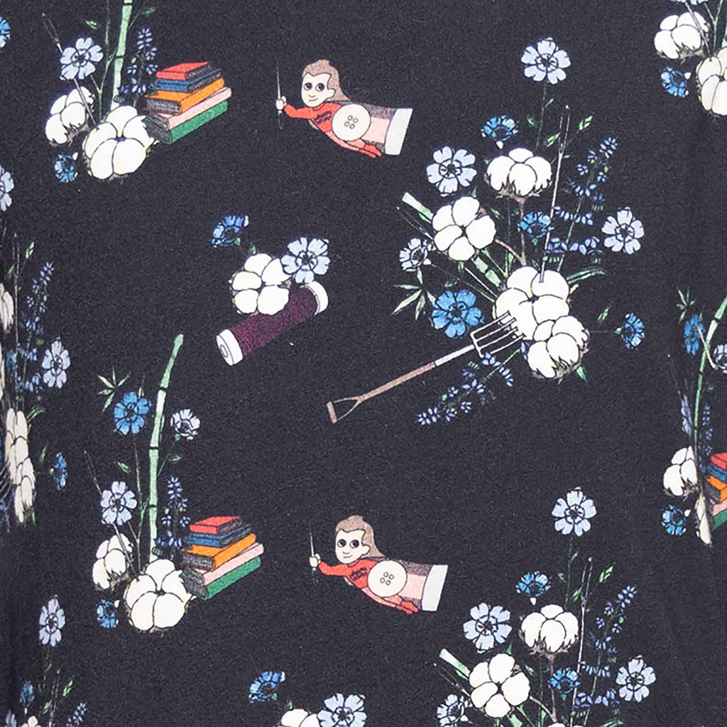 Girls Black Dress with Floral Print