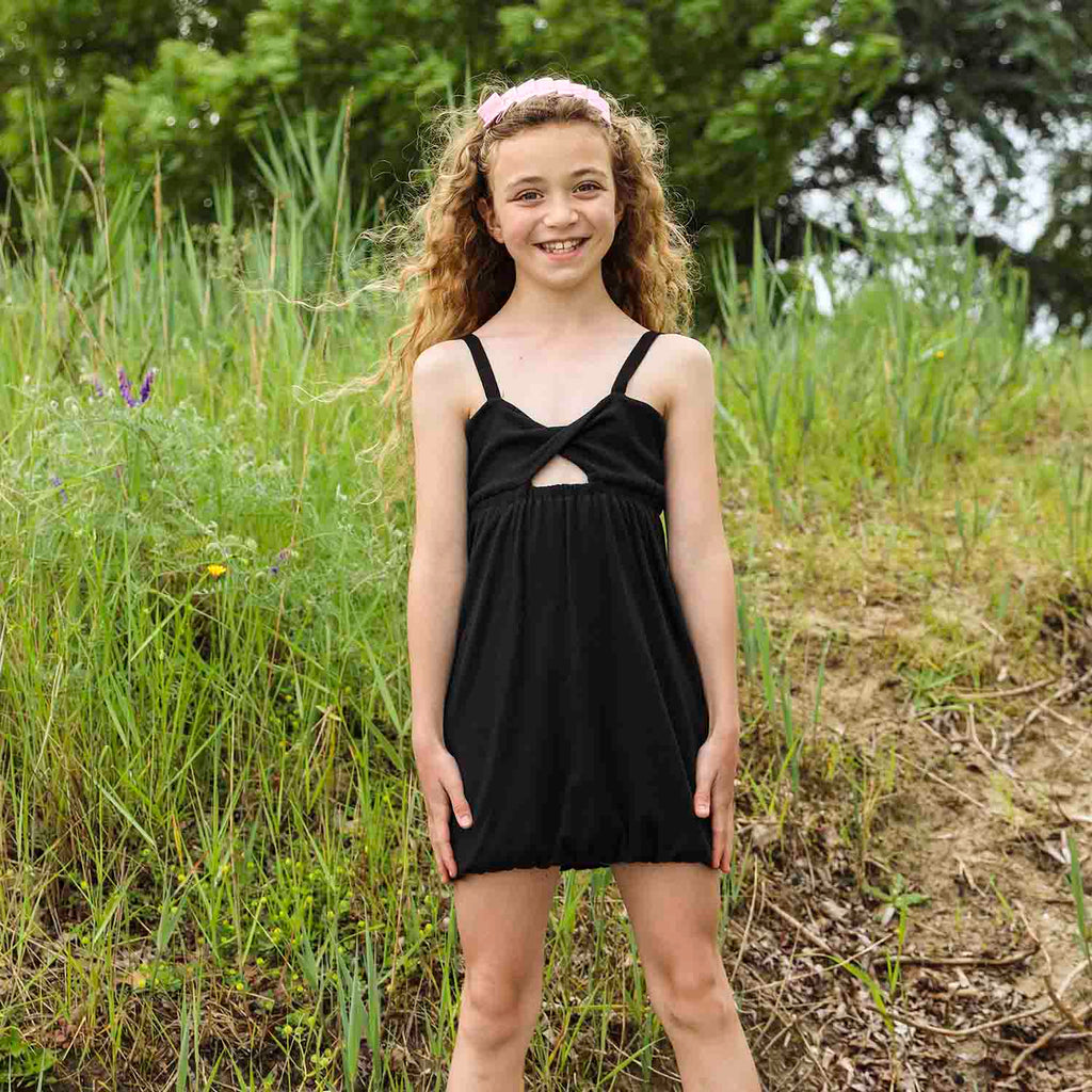 Girls' Black Dress with Straps