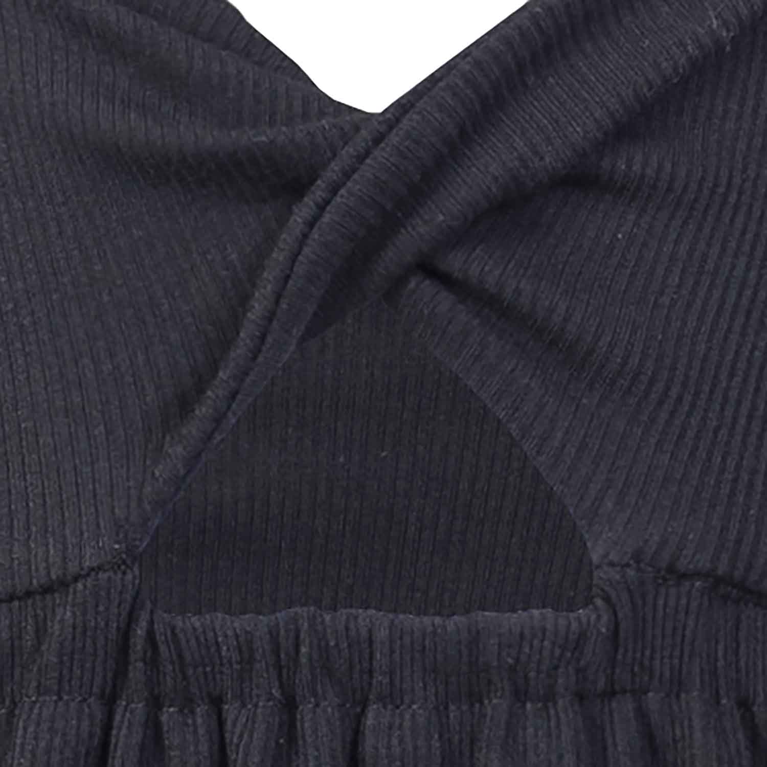 Girls' Black Dress with Straps