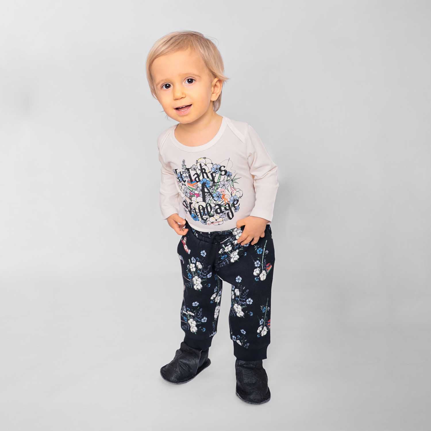 Black Floral Baby Pants