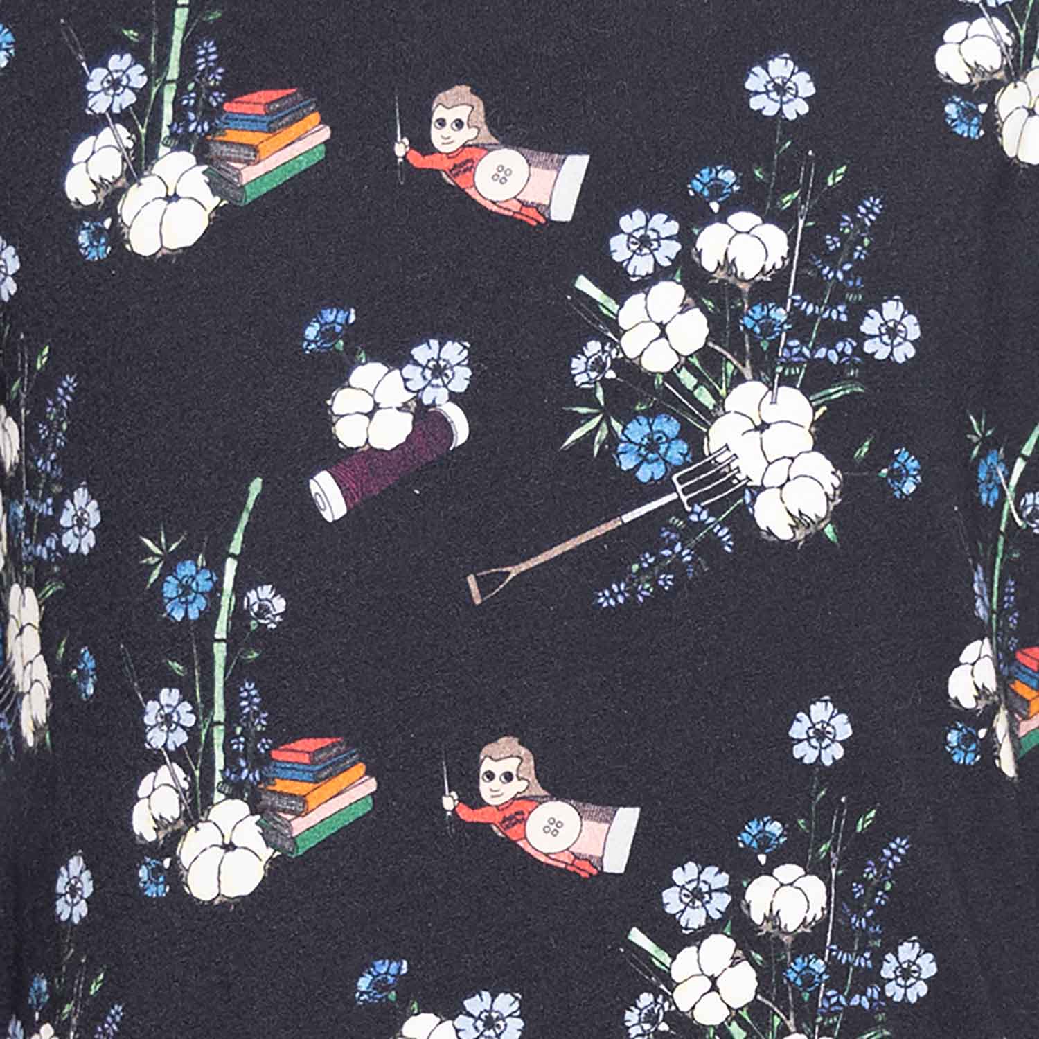 Black Jersey Baby Sweatshirt with Floral Print