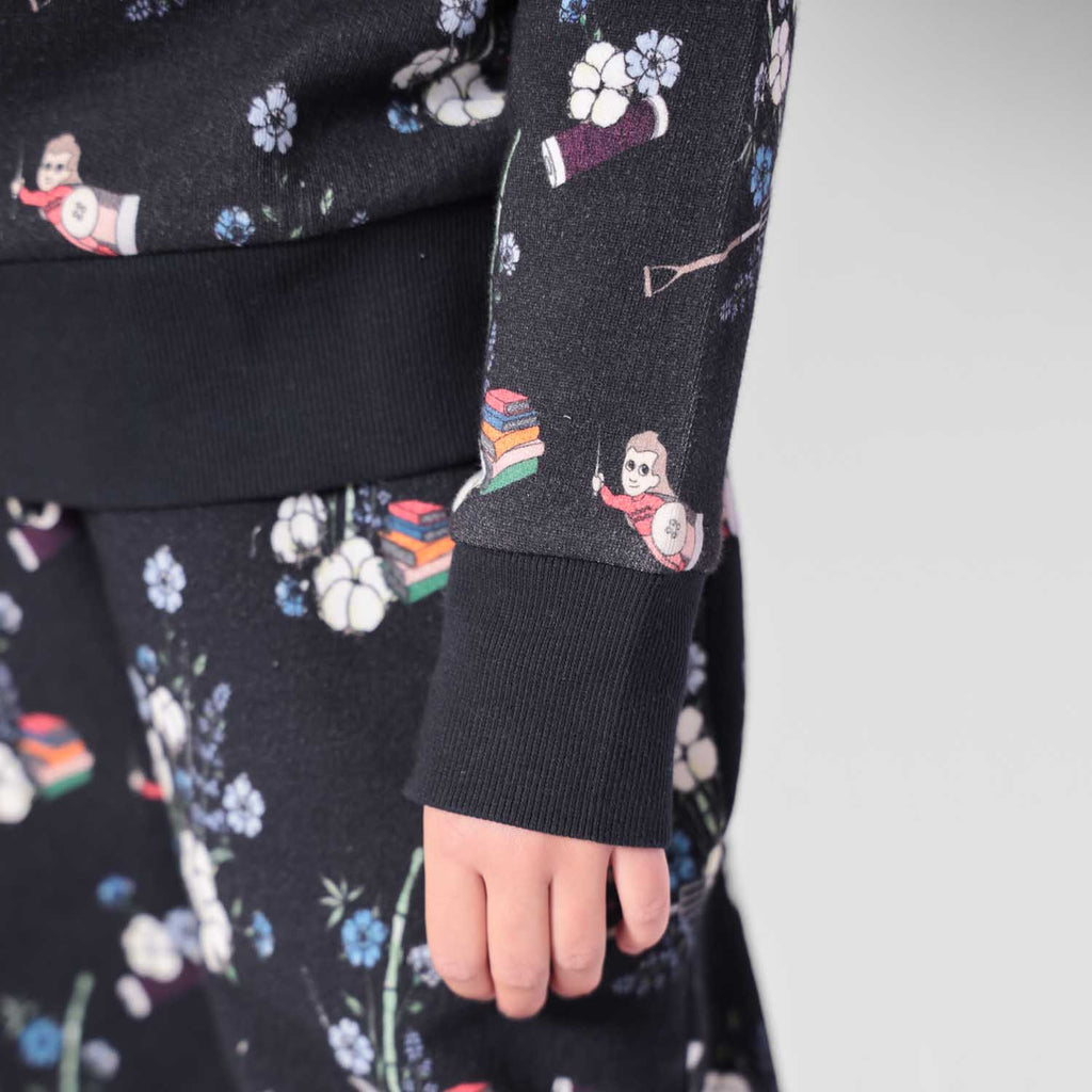 Black Floral Kids Sweatshirt