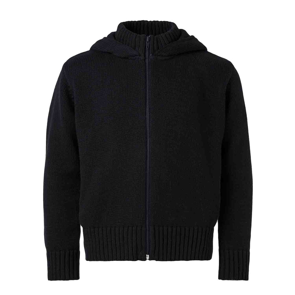 Black Knitted Kids Hoodie with Orangutan