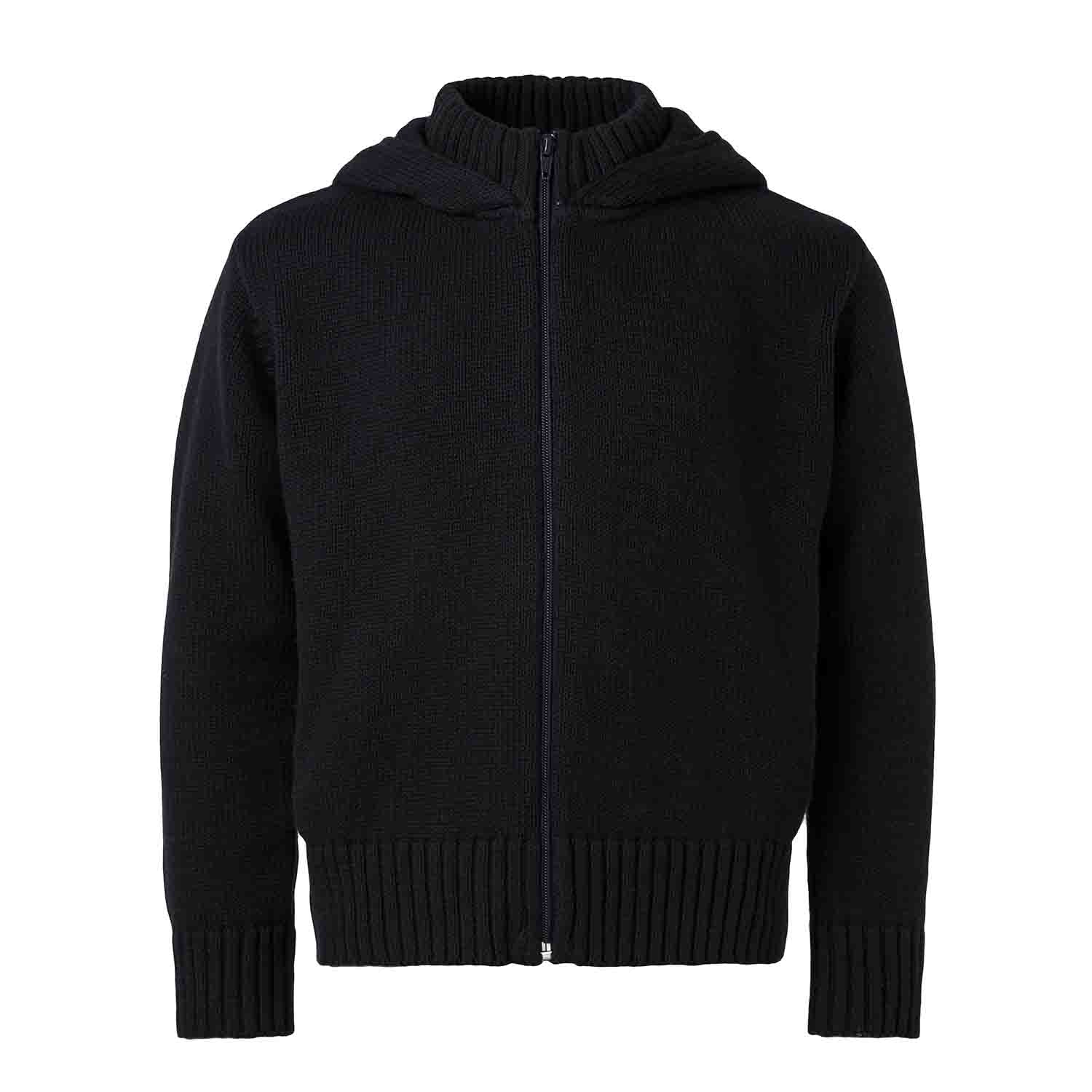 Black Knitted Kids Hoodie with Orangutan