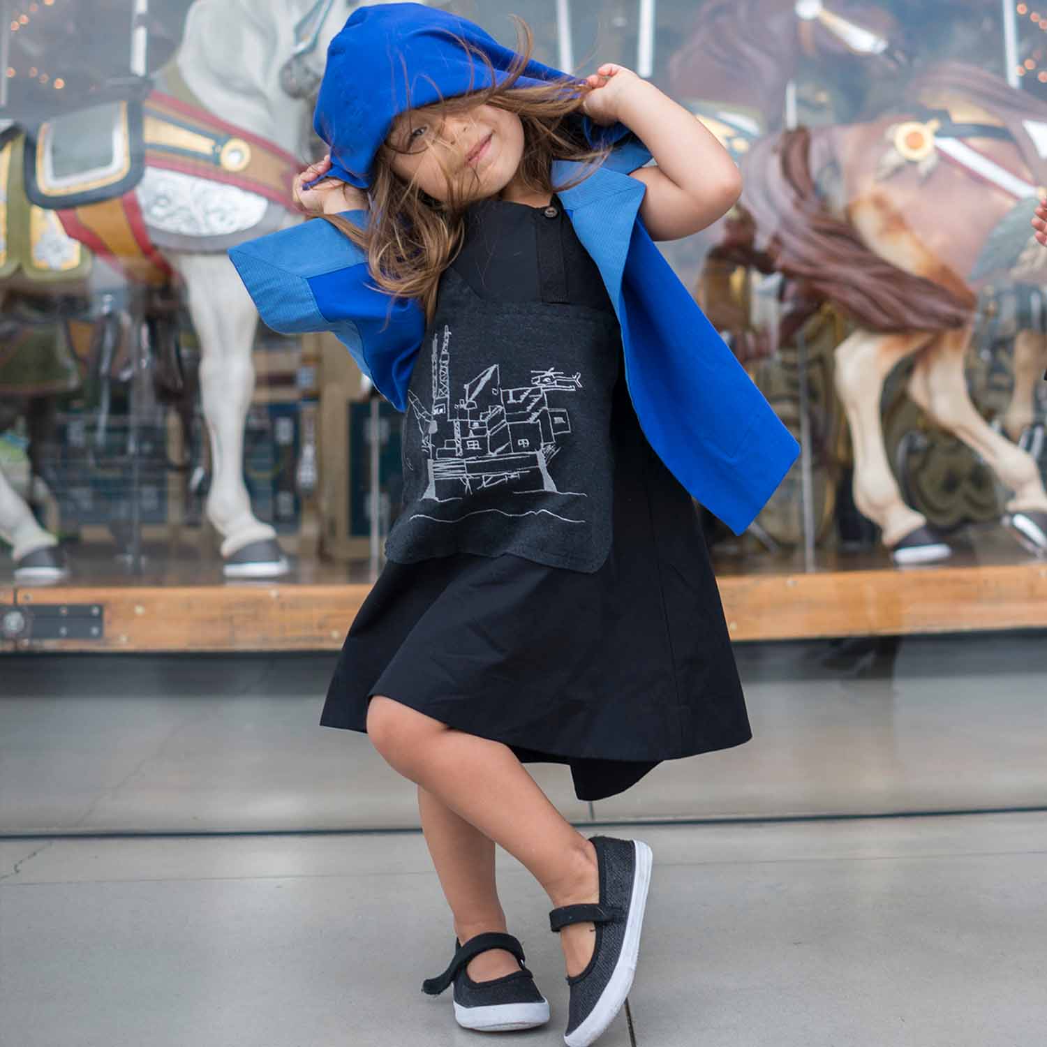 Royal Blue Beach Cardigan with Hood