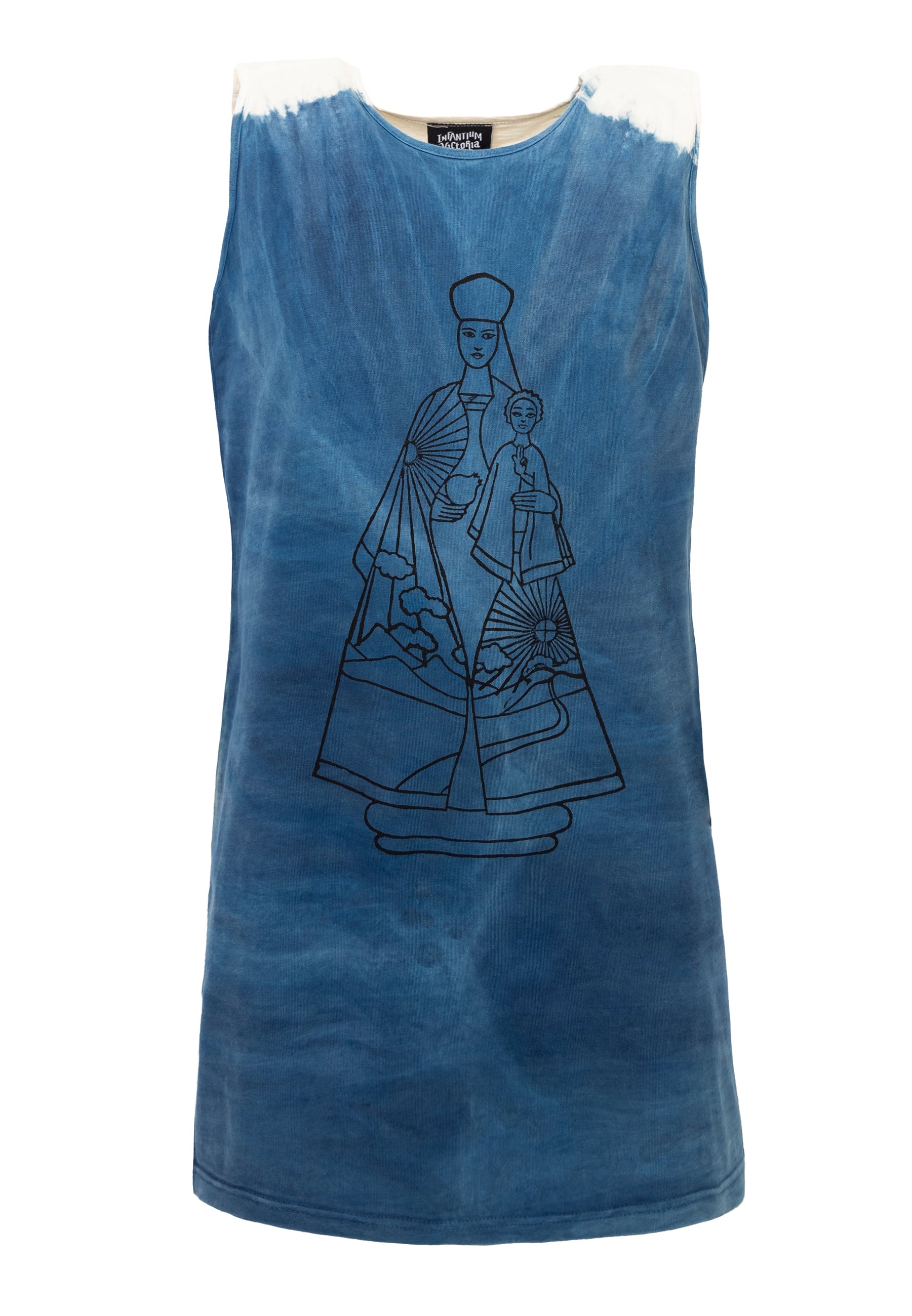 Artisanal T-Shirt Dress Naturally Dyed Indigo with Hand Block Print