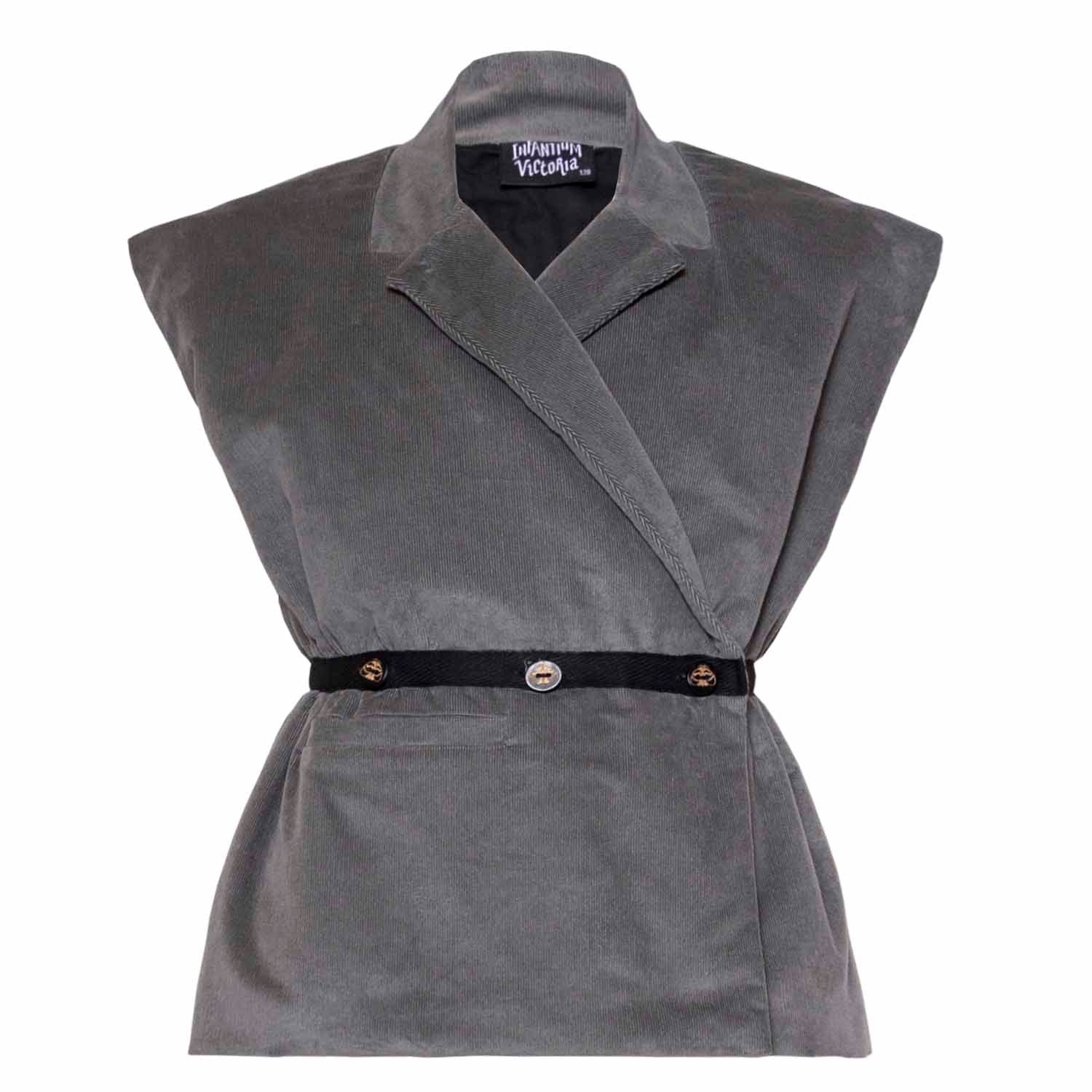 Grey Velvet Sleeveless Kids Vest