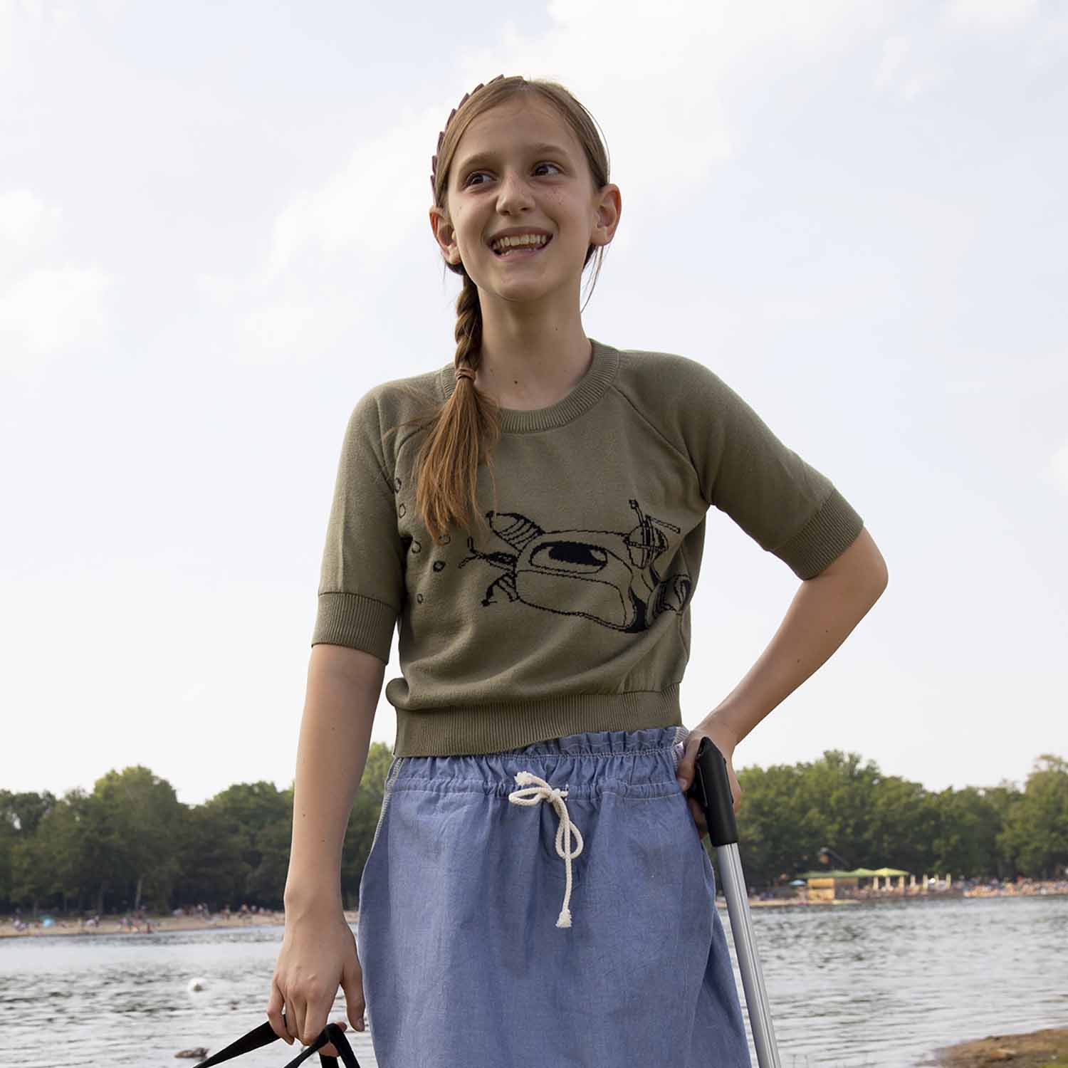 Kids Khaki Knit Top with Submarine