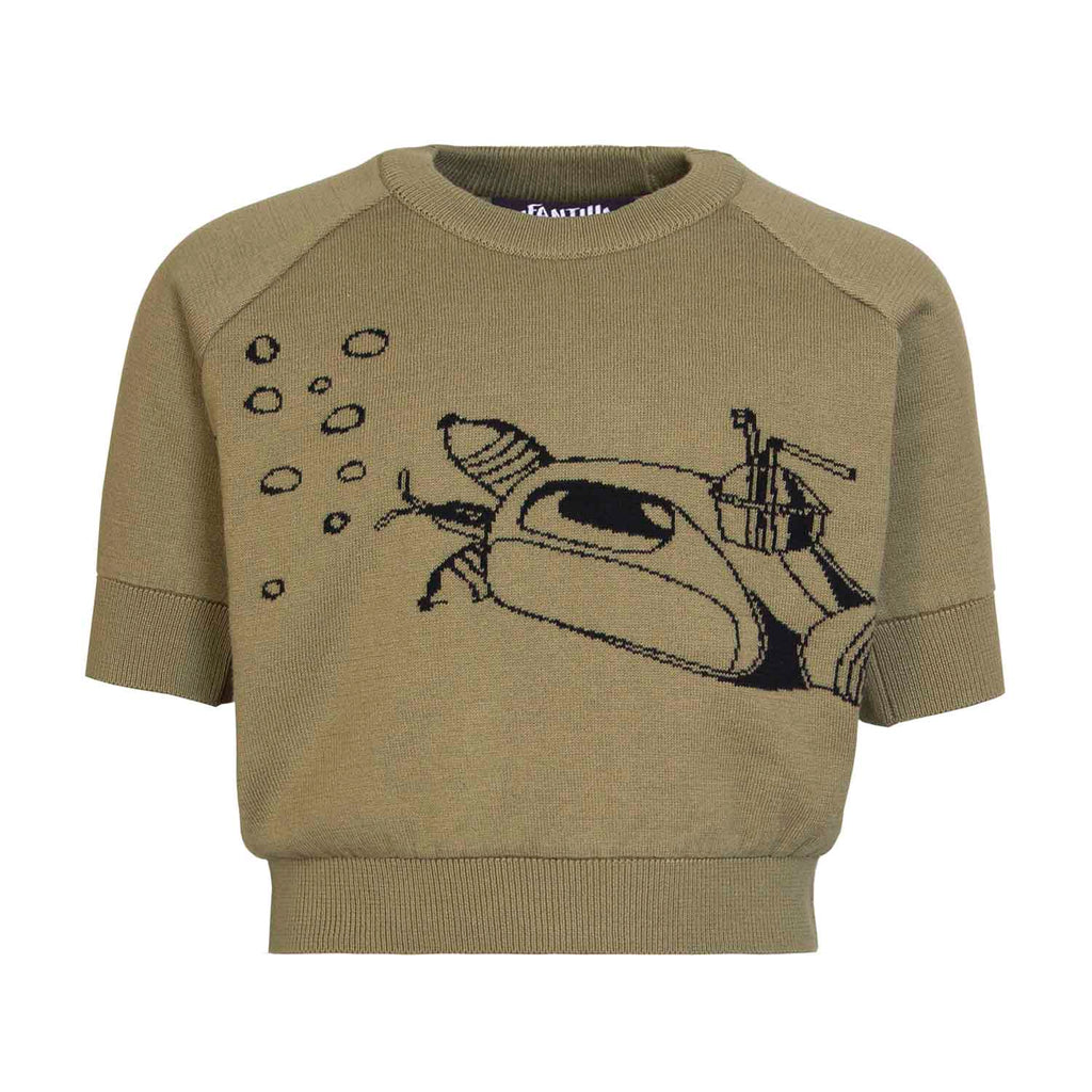 Kids Khaki Knit Top with Submarine