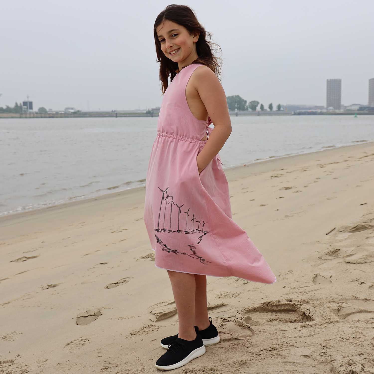 Hand-Painted Girls Pink Dress, Limited Edition
