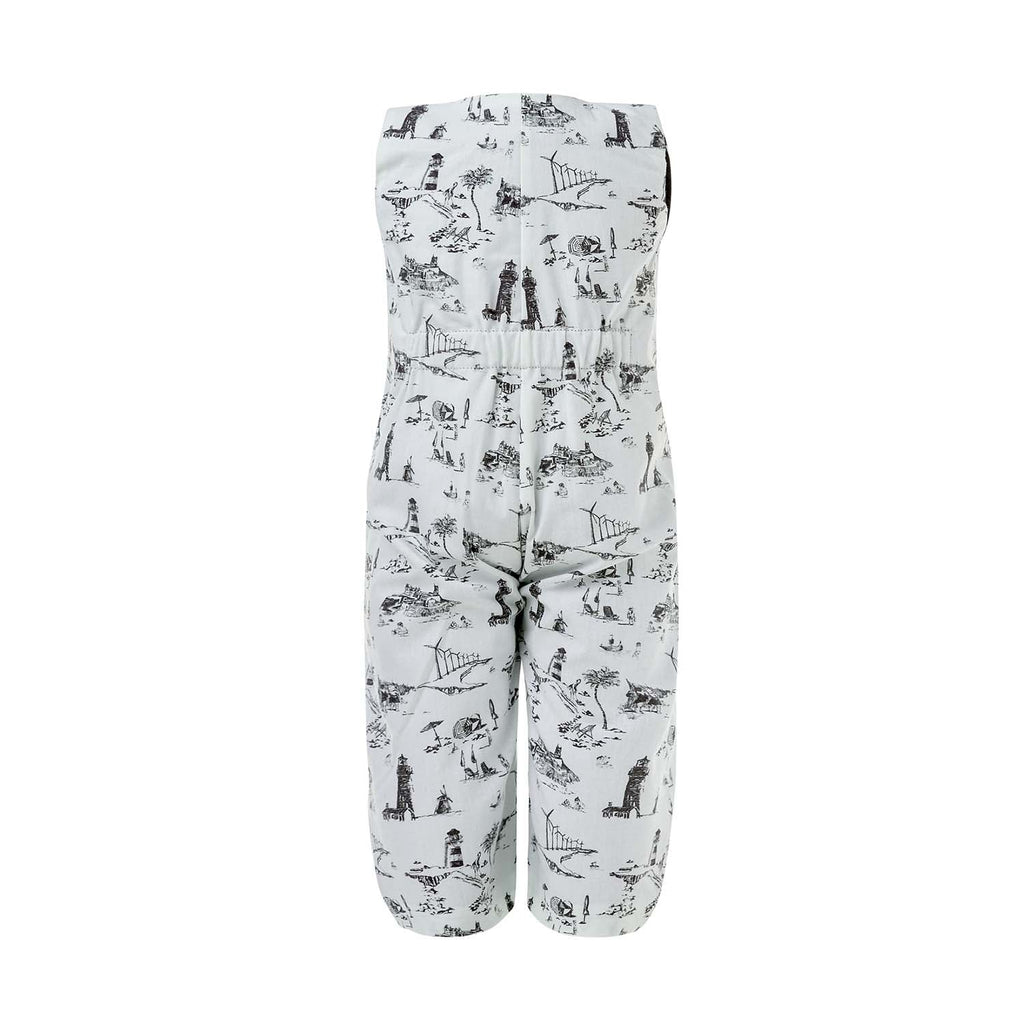 Pleated Baby Jumpsuit  with Vintage  Print