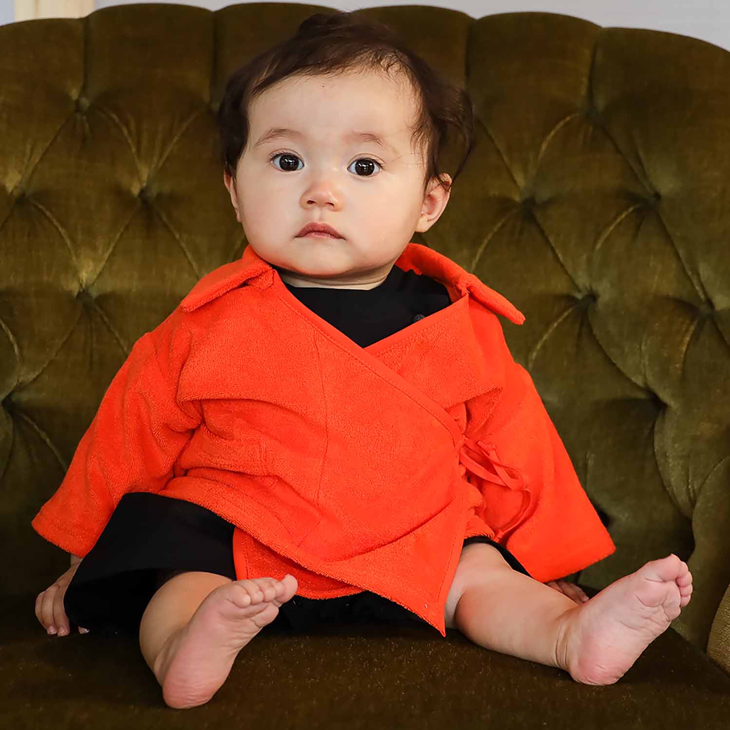 Orange Teddy Kimono Baby Jacket