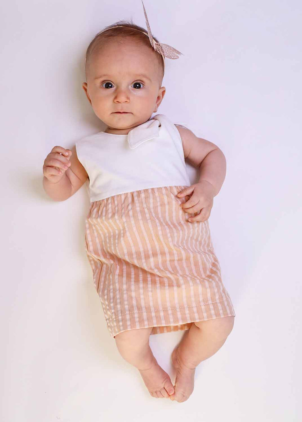 Baby Dress in Peach and White