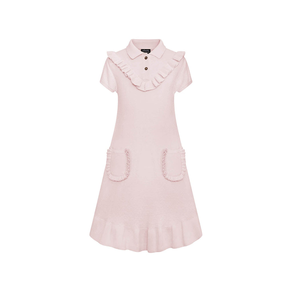 Pink Knit Midi Dress with Yoke