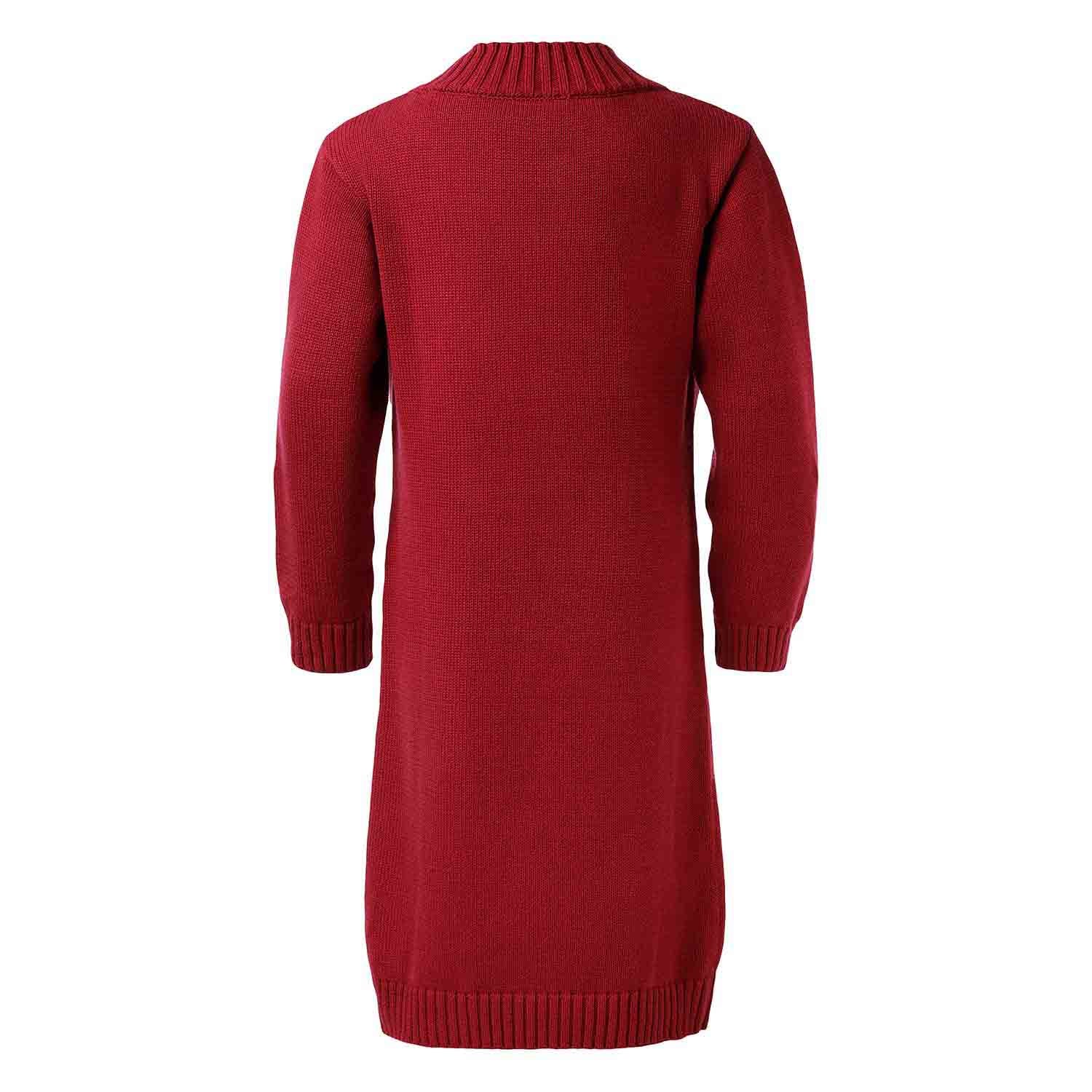 Red Knitted Girls Dress with Panda