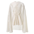 White Smock Dress for Girls with Vegan Cashmere Cape