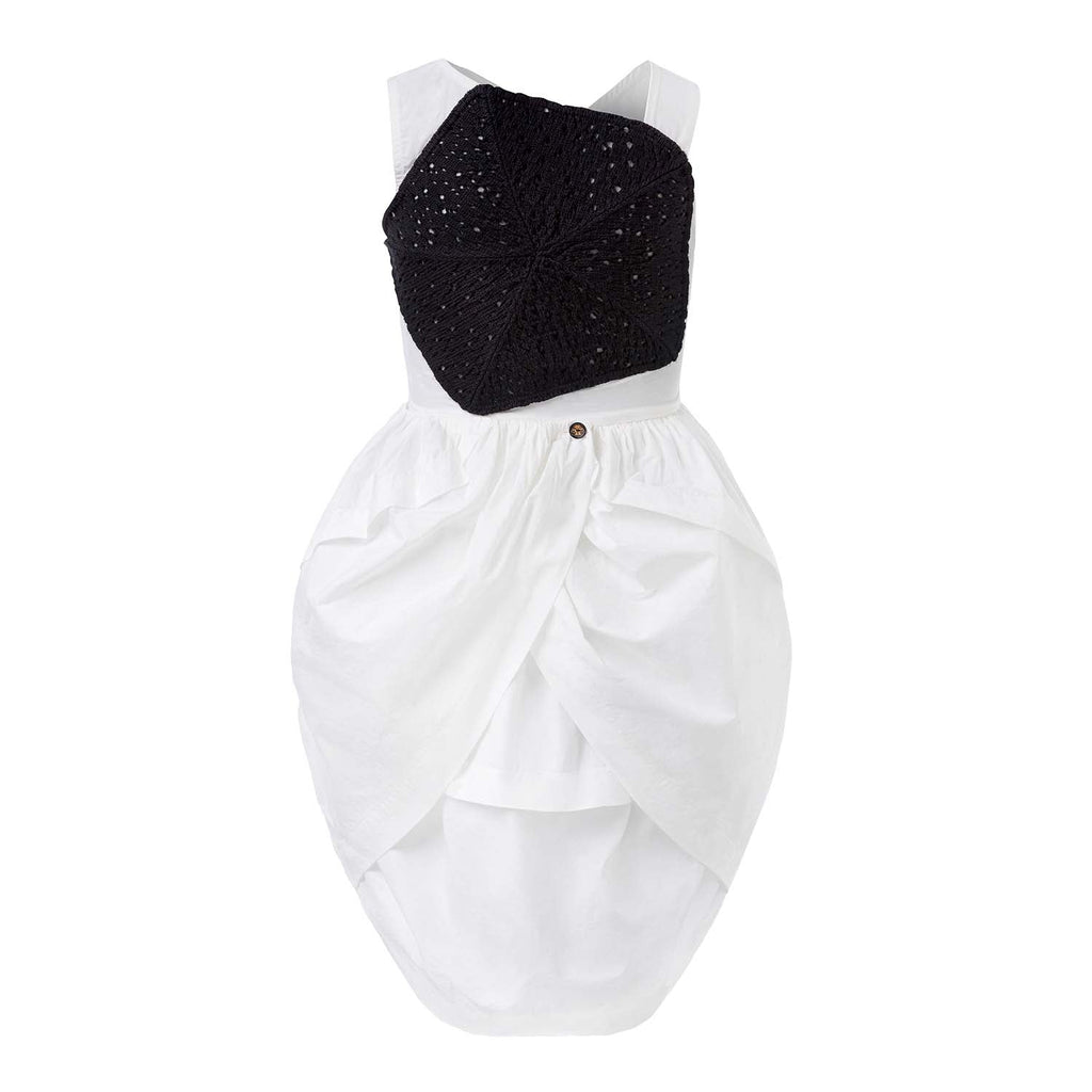 White Dress with Ladybug Hand Embroidery