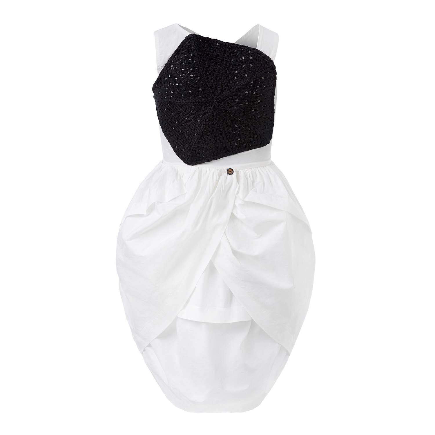 White Dress with Ladybug Hand Embroidery