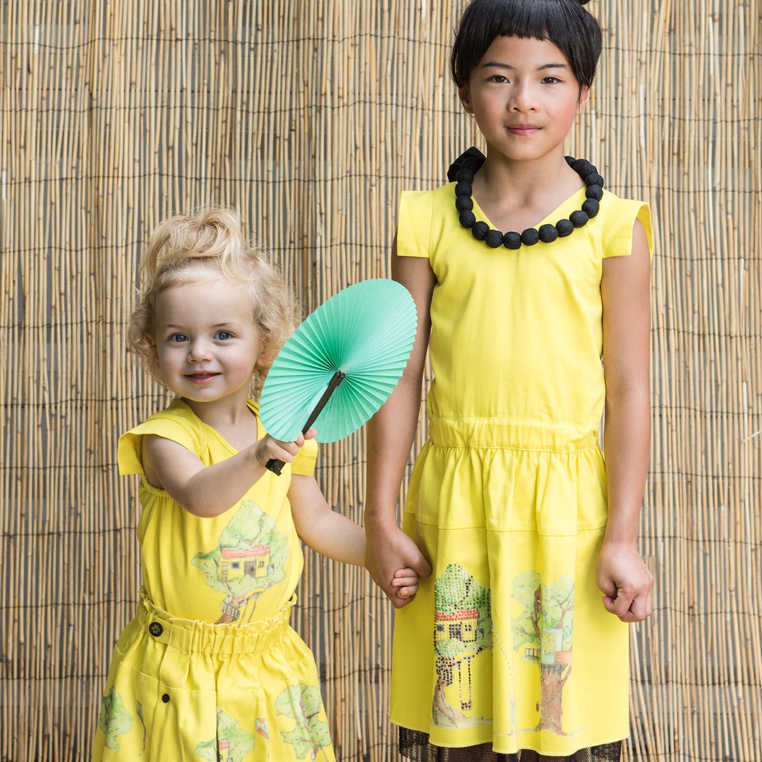 Yellow Romper with Treehouse Print