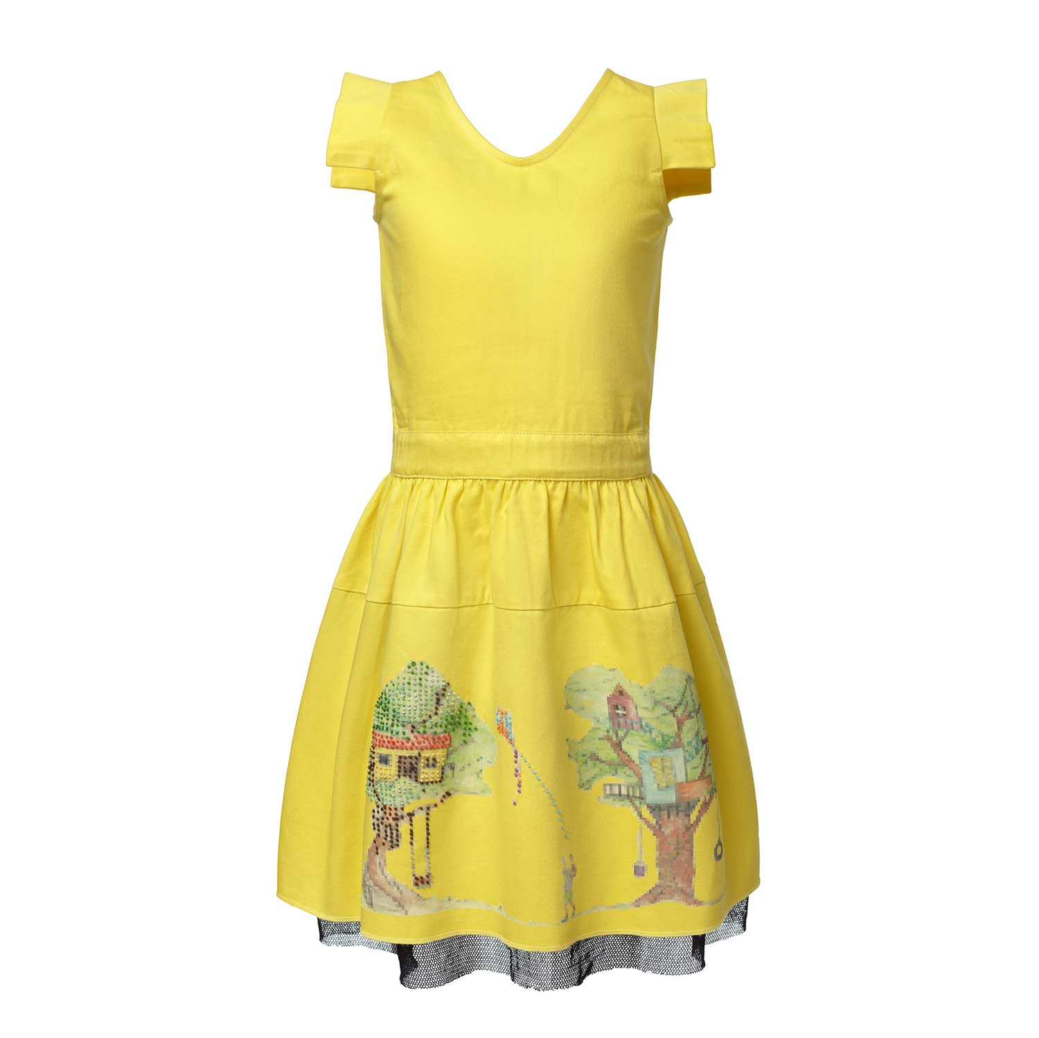 Yellow Embroidered Dress for Girls