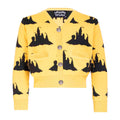 Yellow Knitted Girls and Boys Cardigan with Beach Castle