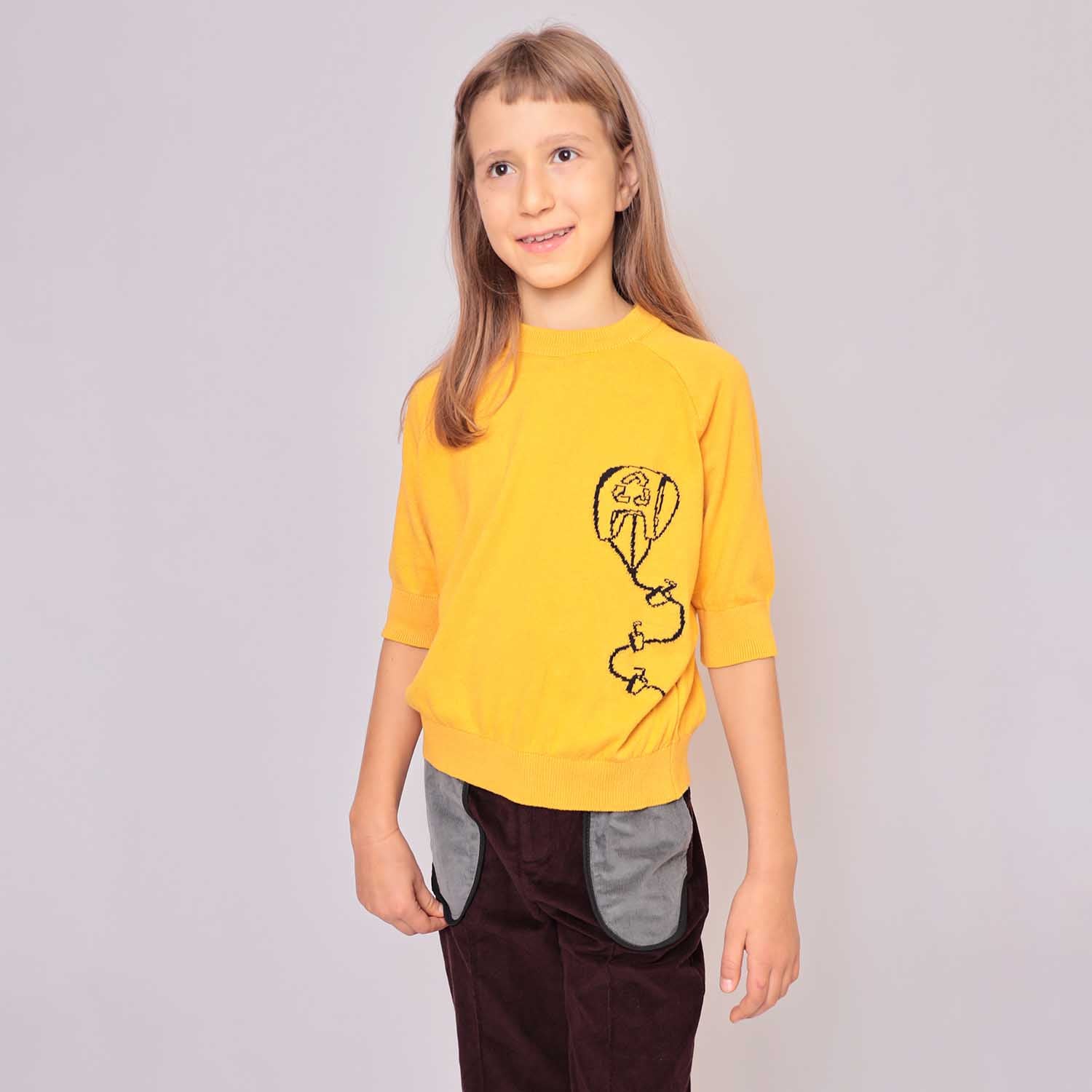 Yellow Knit Top with Kite for Kids