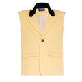 Yellow Cotton Sleeveless Blazer