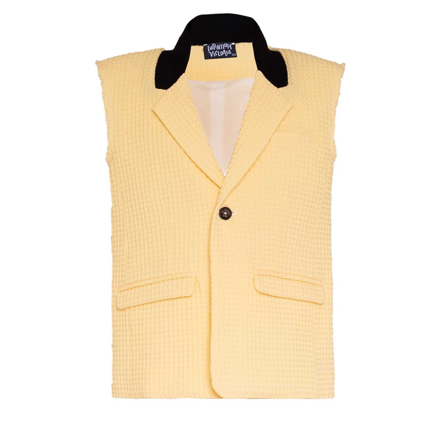 Yellow Cotton Sleeveless Blazer