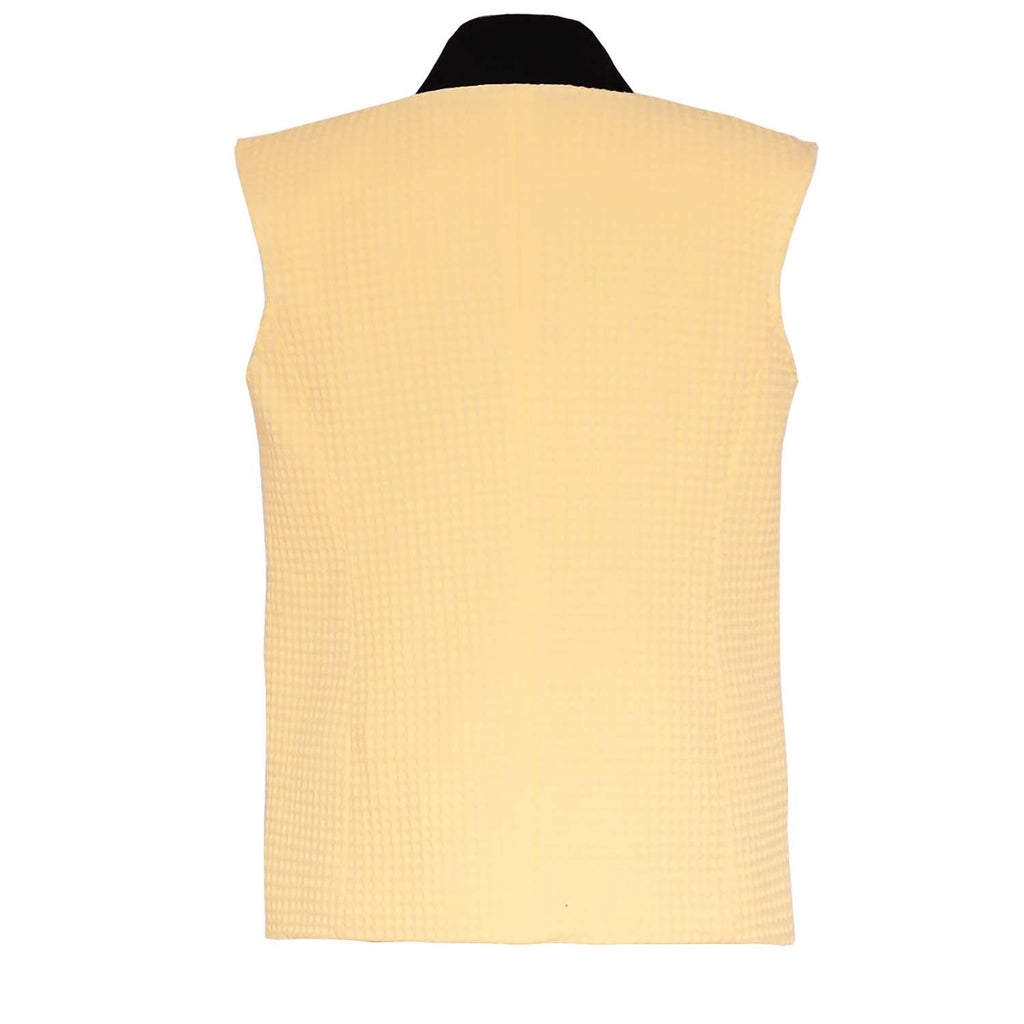 Yellow Cotton Sleeveless Blazer