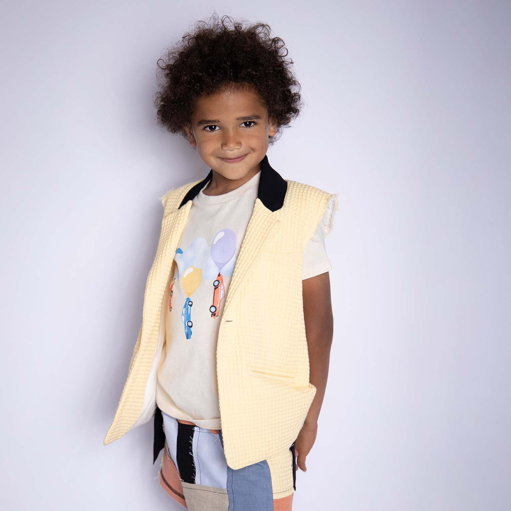 Yellow Cotton Sleeveless Blazer