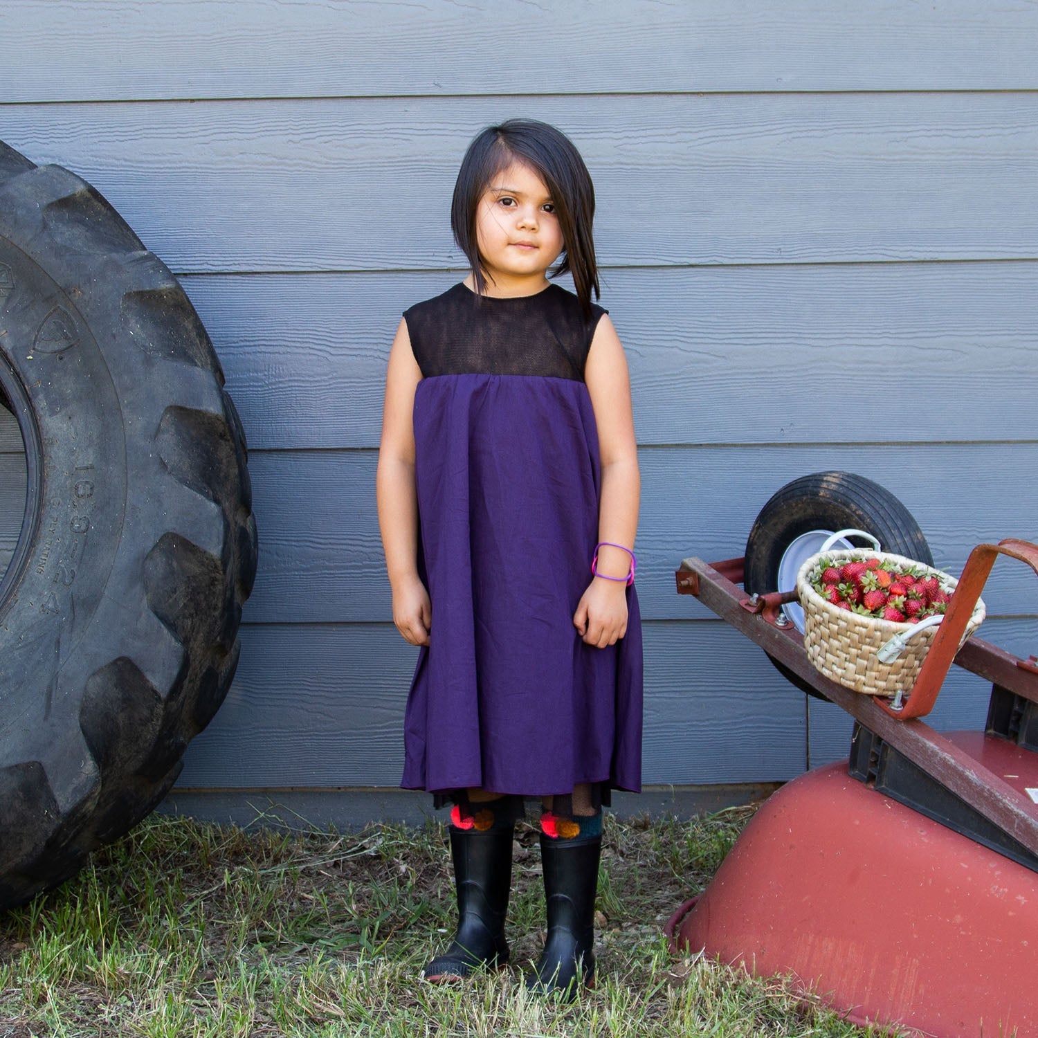 Purple Babydoll Dress with Mesh Lining