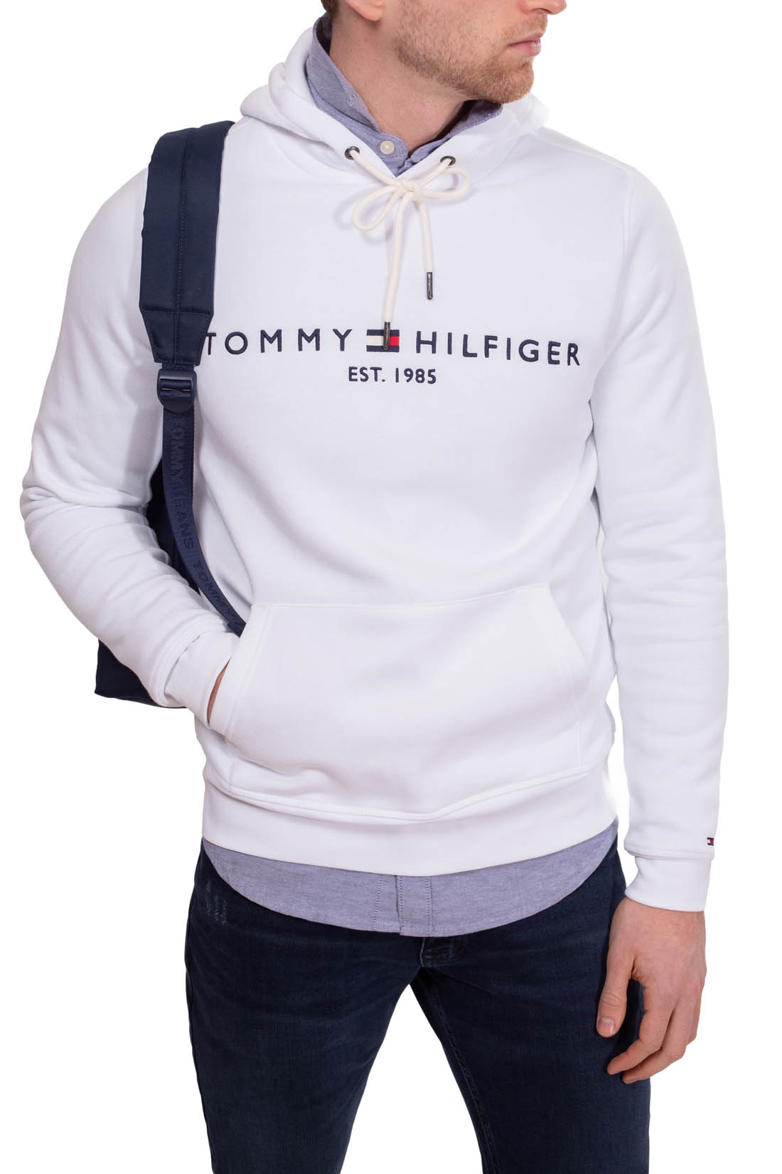 TOMMY HILFIGER - Felpa logo uomo con cappuccio-15
