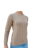 Women's Cable-Knit Crew Neck Sweater in Recycled Cashmere