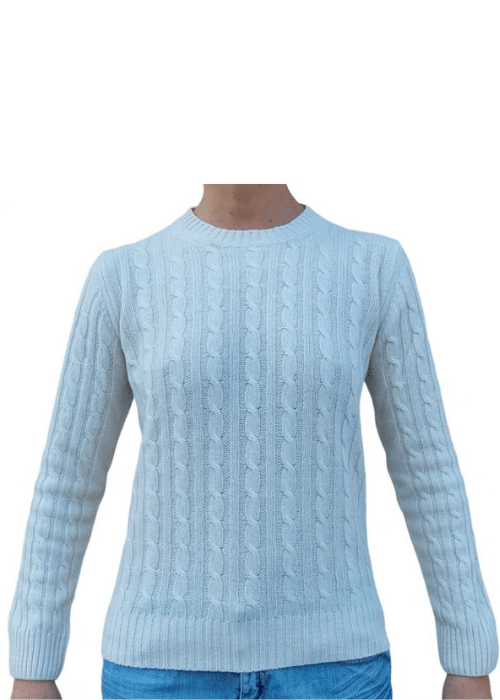 Women's Cable-Knit Crew Neck Sweater in Recycled Cashmere