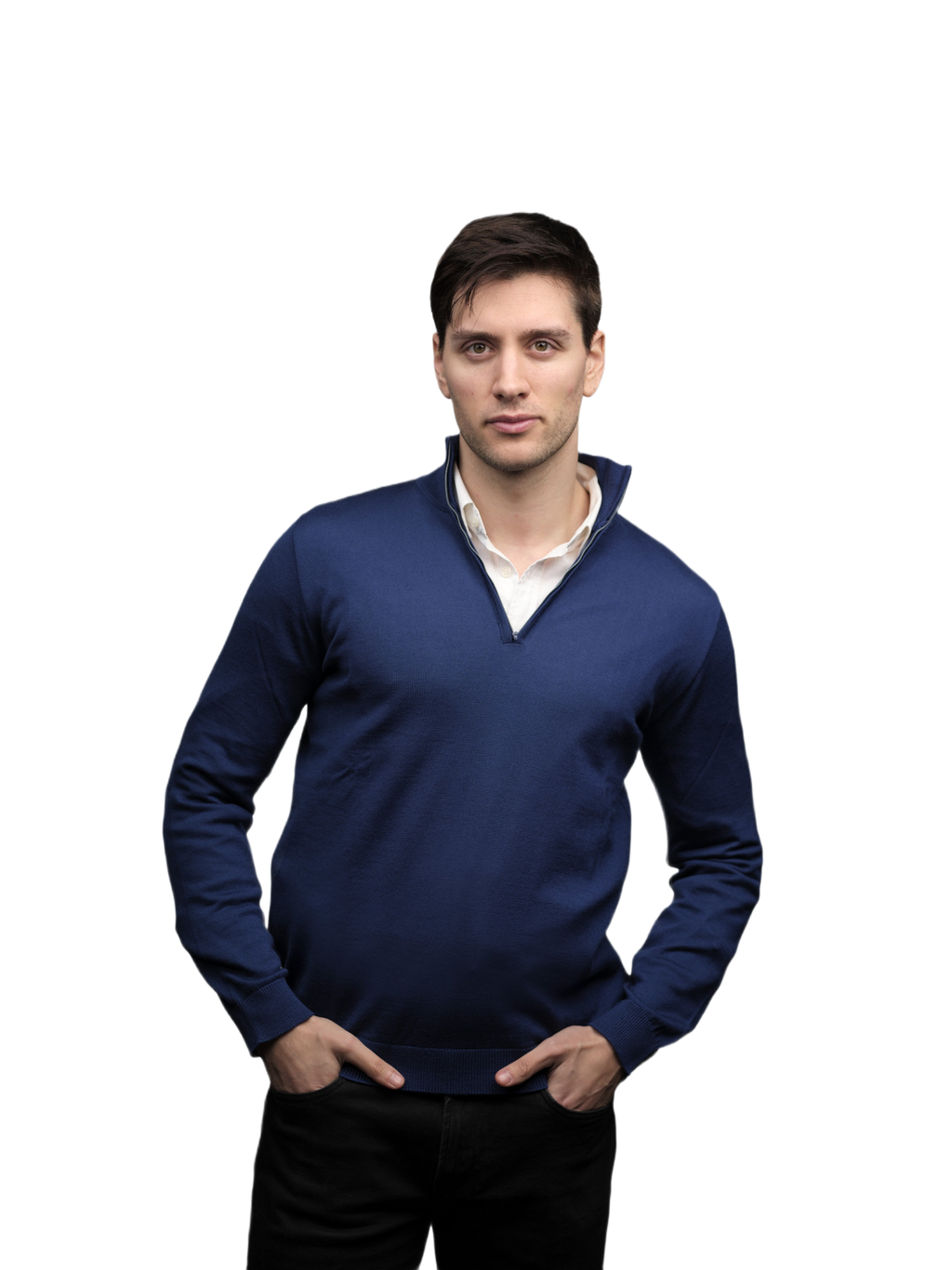 Maglia Uomo Mezza Zip in Lana Merino